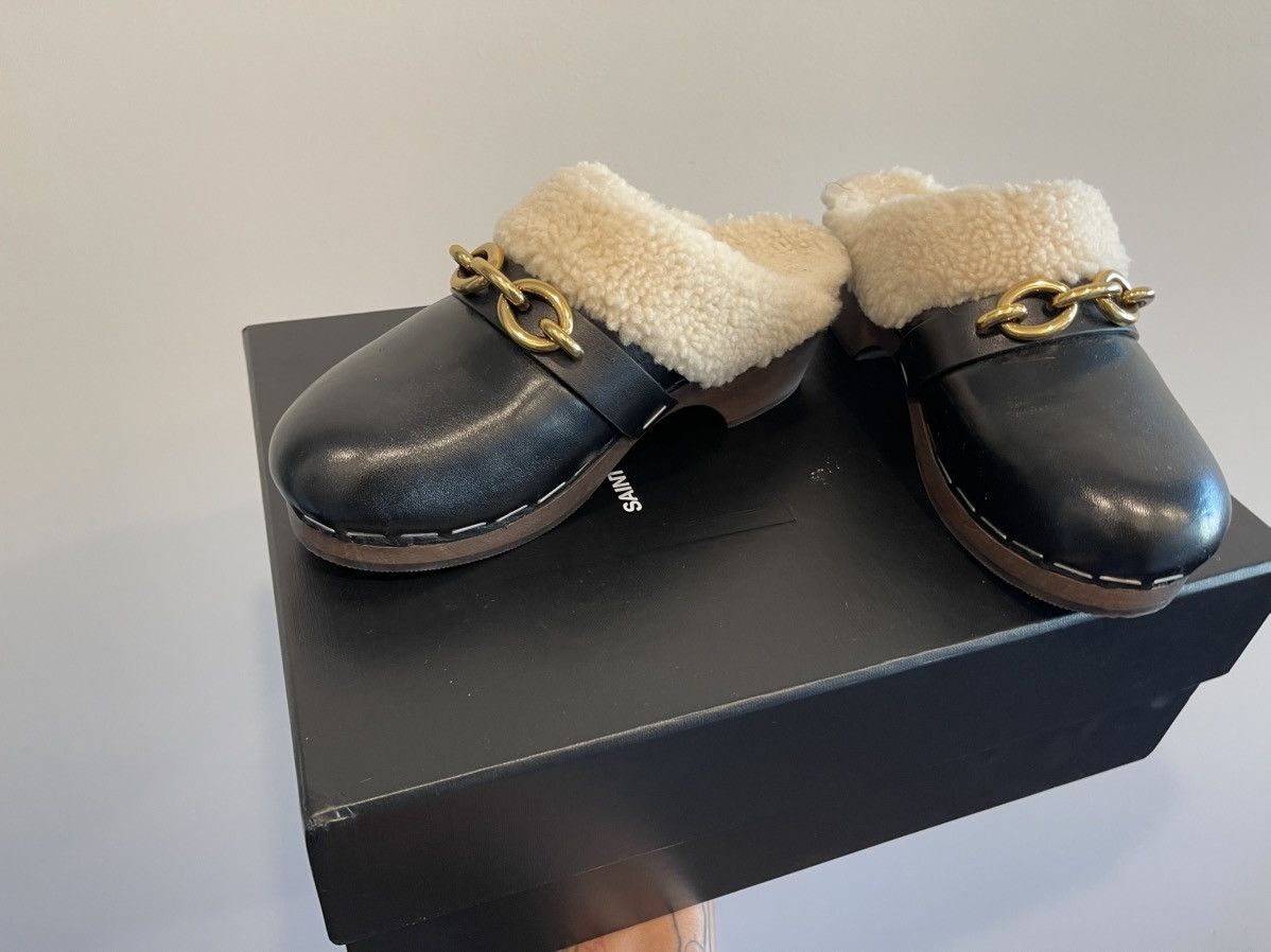 Yves Saint Laurent Saint Laurent Black Fur Clogs Size US 6 / IT 36 - 7 Thumbnail