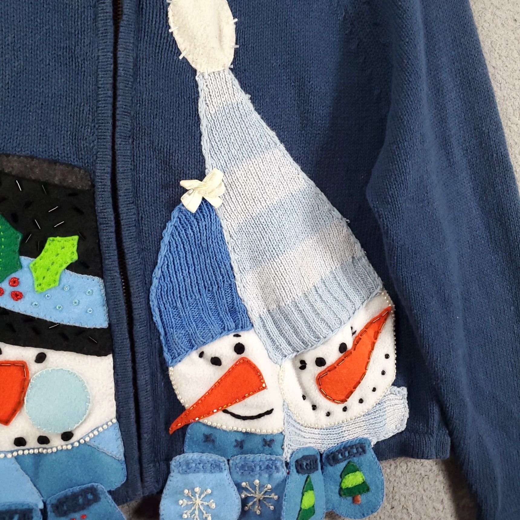 Vintage VINTAGE Tiara Sweater Cardigan Women’s Adult Petite Large Blue Beaded Embroidered Christmas 90s Holiday Knit Womens Size L / US 10 / IT 46 - 6 Thumbnail