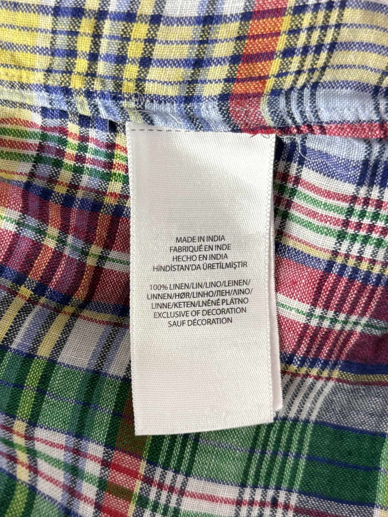 Polo Ralph Lauren Polo Ralph Lauren Indian Madras Linen Pocket Butto Up Shirt Size US S / EU 44-46 / 1 - 7 Thumbnail