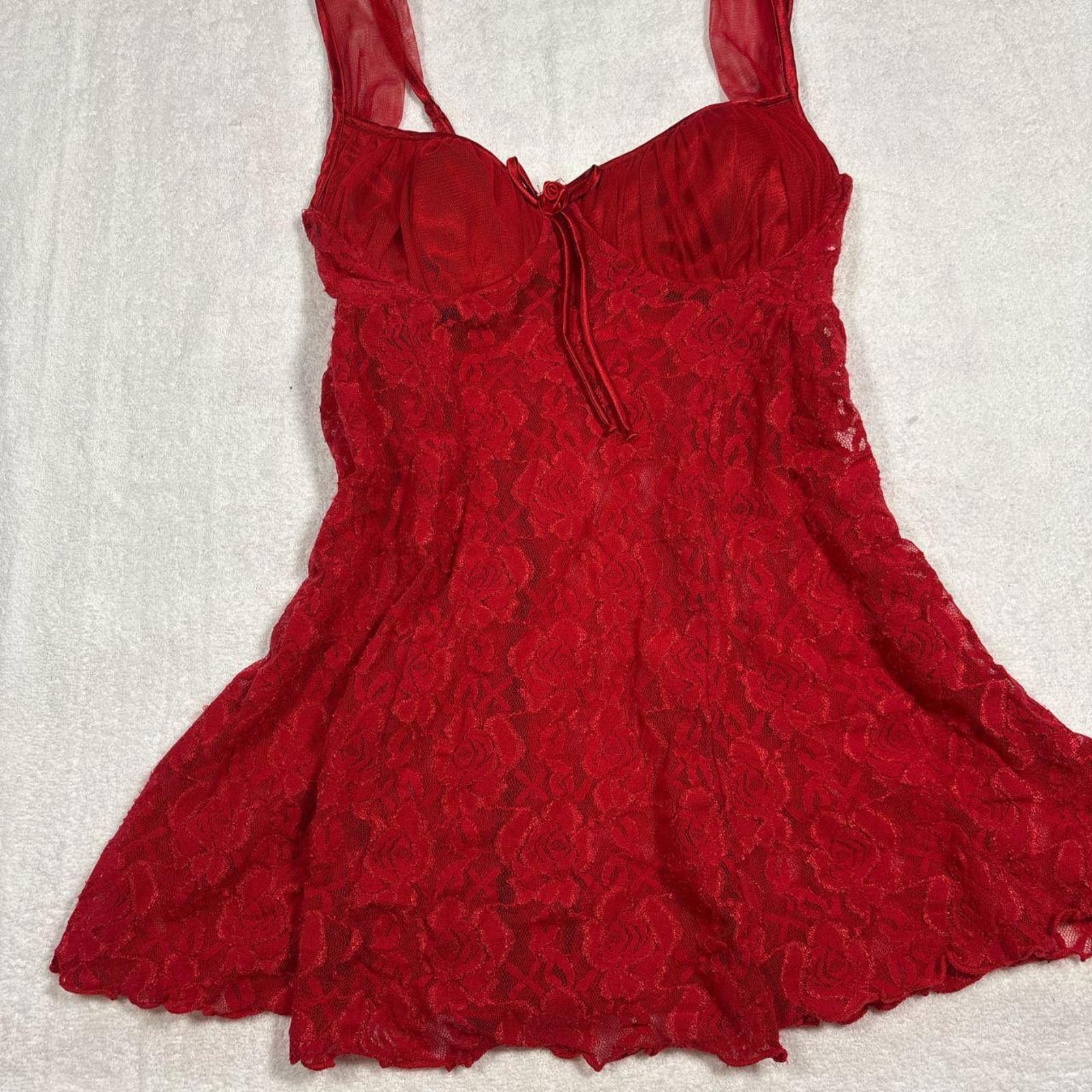 Other vintage red lace slip lingerie top or dress Size L / US 10 / IT 46 - 3 Thumbnail