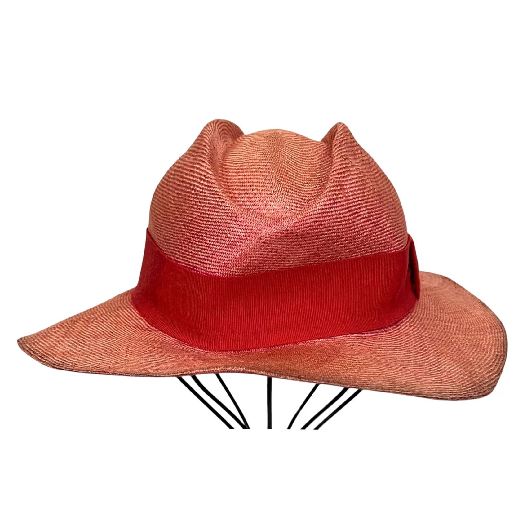 Bloomingdale's VINTAGE Bloomingdale’s Hat Women’s Pink Straw Made In Italy Lightweight Sun Hat One Size Size ONE SIZE - 7 Thumbnail