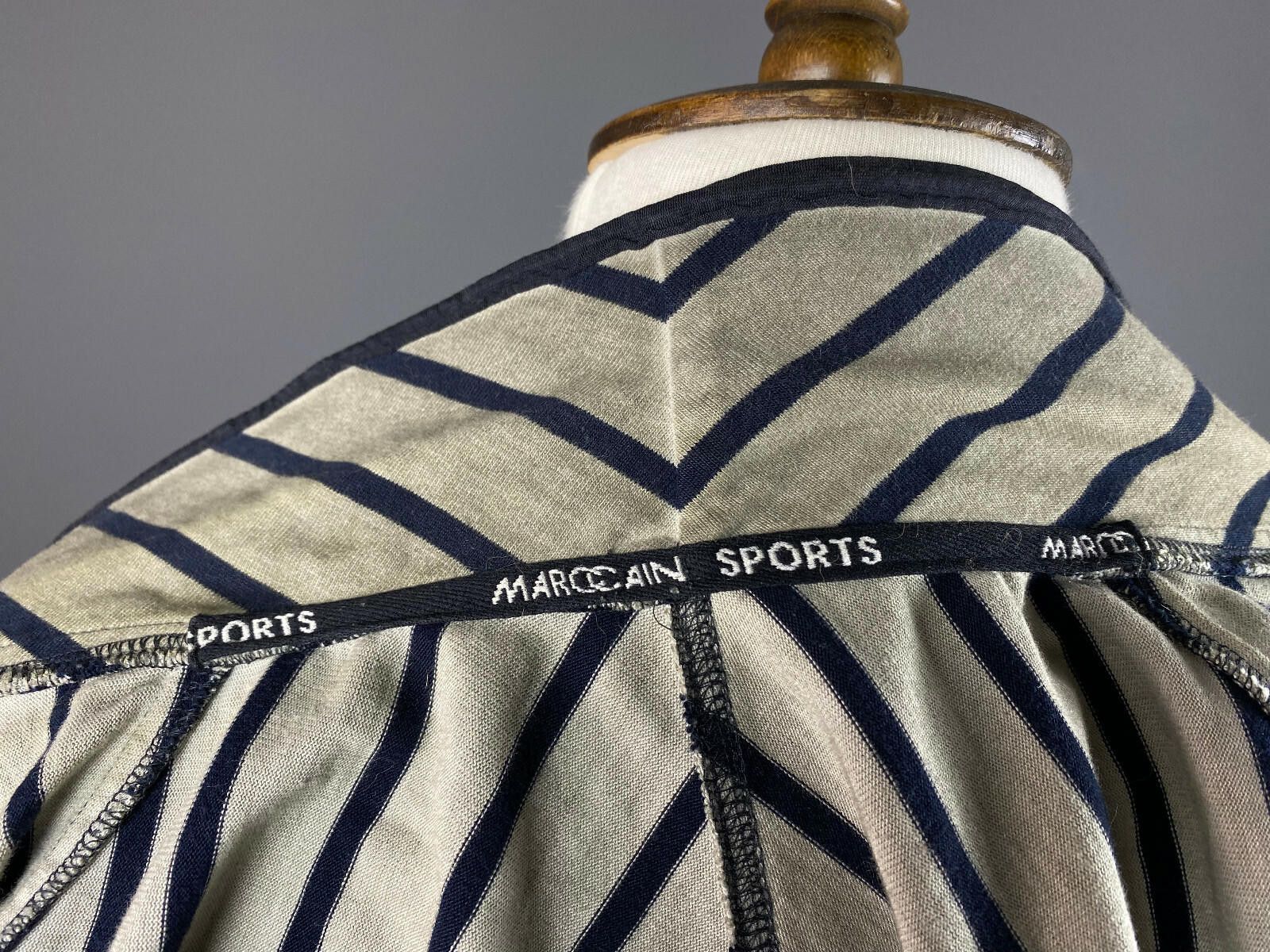 Designer Marc Cain Beige Stripe Designed Zip Wrap Cardigan Sweater Size M / US 6-8 / IT 42-44 - 11 Thumbnail