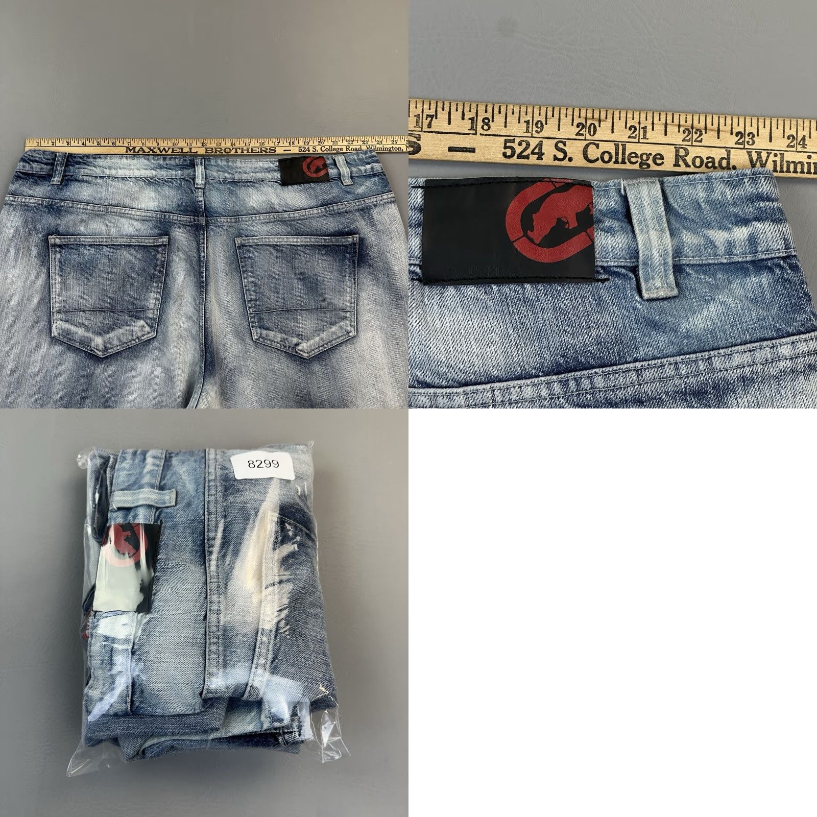 Ecko Unltd. VINTAGE Ecko Unltd Jeans Mens Athletic Blue Light Wash 46x32 5-Pocket Hip Hop Grunge 90s Logo Skull Stretch Denim Jeans Mens Size US 30 / EU 46 - 9 Thumbnail