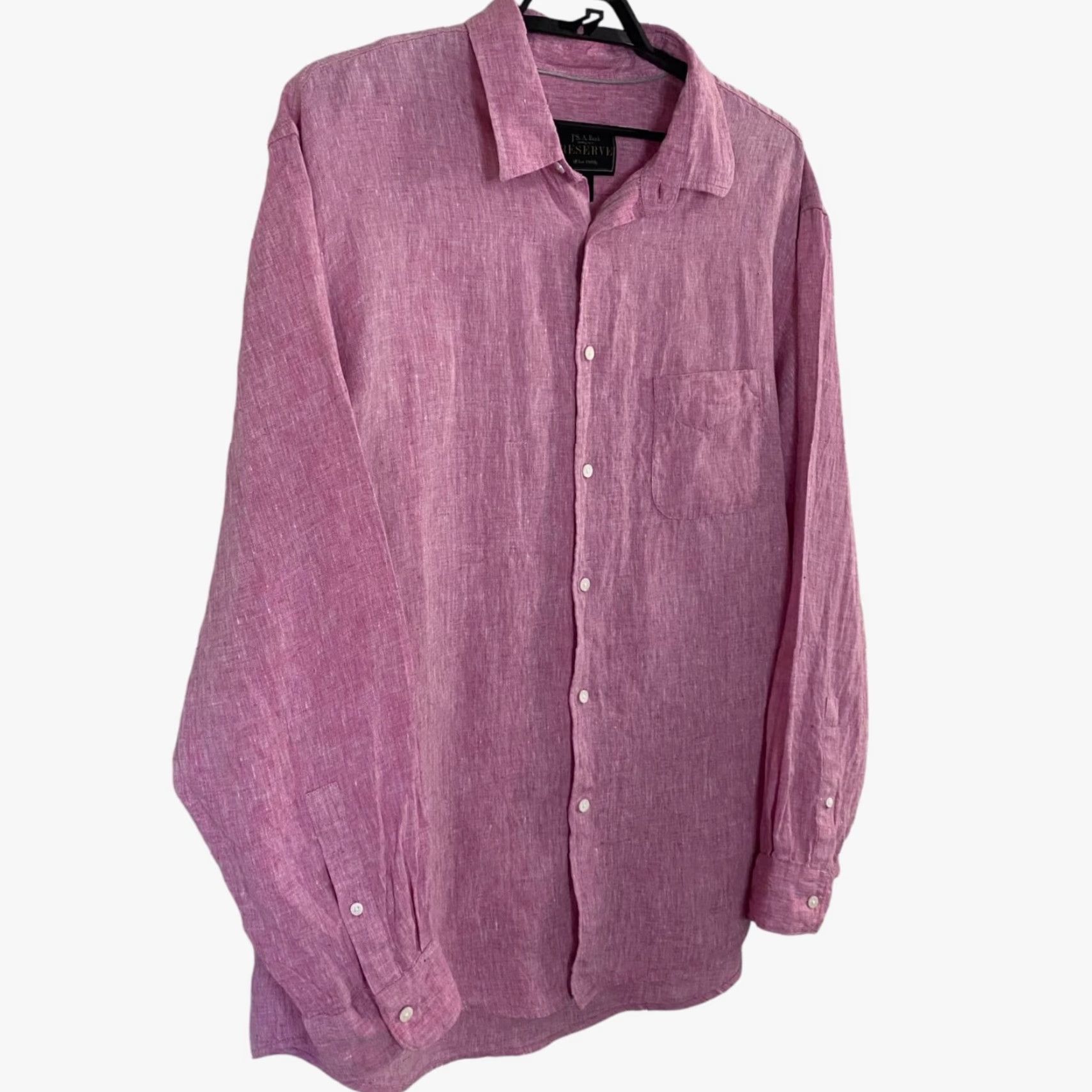 Jos. A. Bank VINTAGE Jos. A Bank Reserve Collection Linen Button-Up Pink Men's XL Long-Sleeve Shirt Size US XL / EU 56 / 4 - 2 Thumbnail