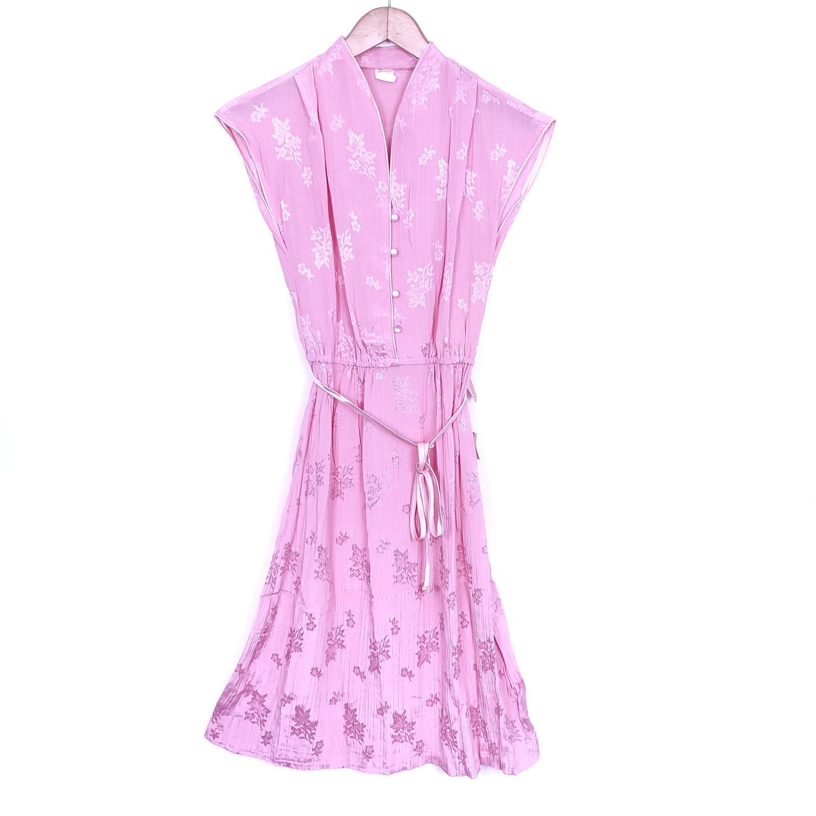 Vintage Vintage 1950s Pink Shirtwaist Dress 11 Floral Pin Up Retro Size L / US 10 / IT 46 - 1 Thumbnail