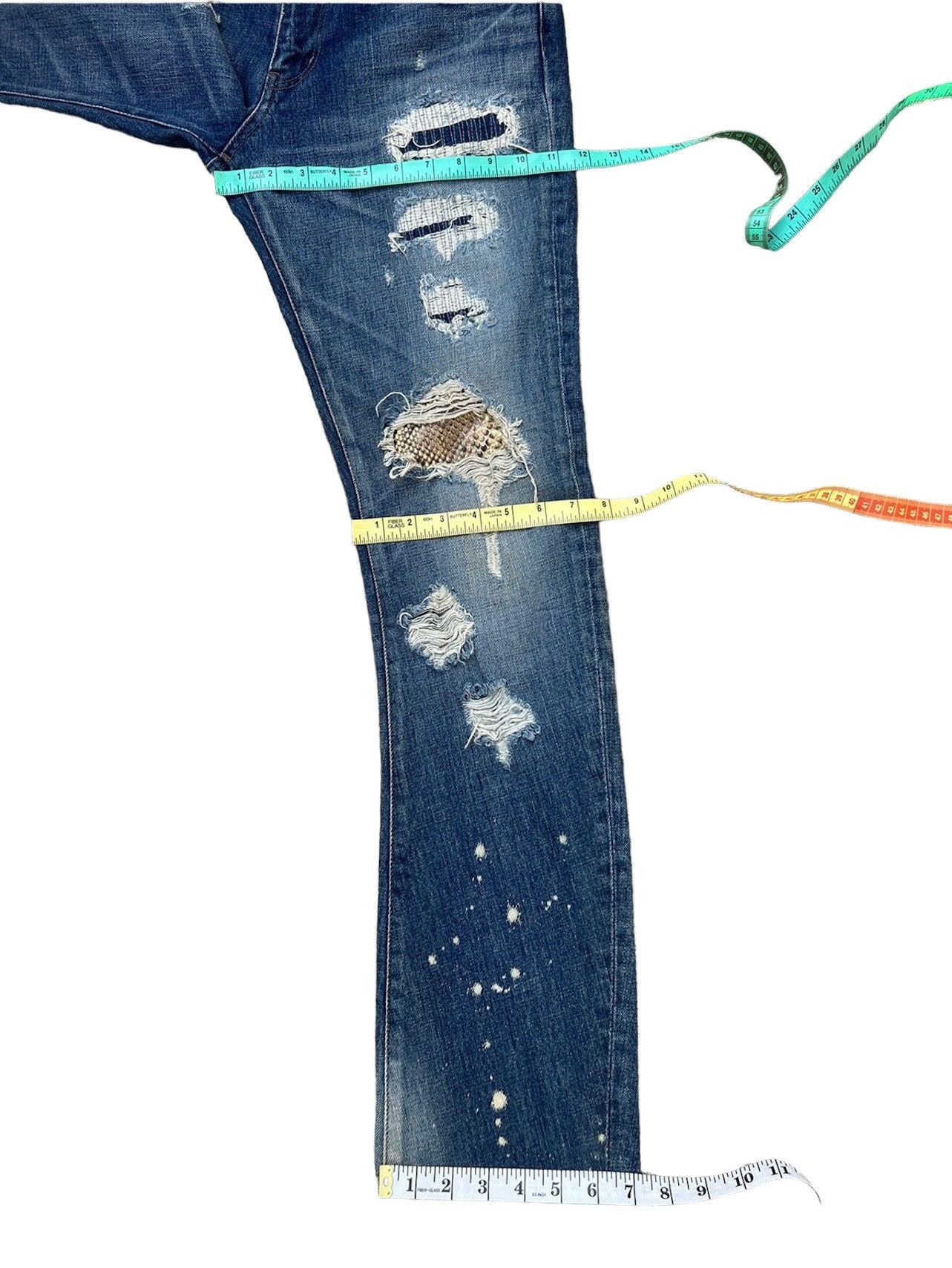 Schlussel Schlussel Japan Rips Snakes Scales Design Patchwork Denim Size US 31 - 4 Thumbnail