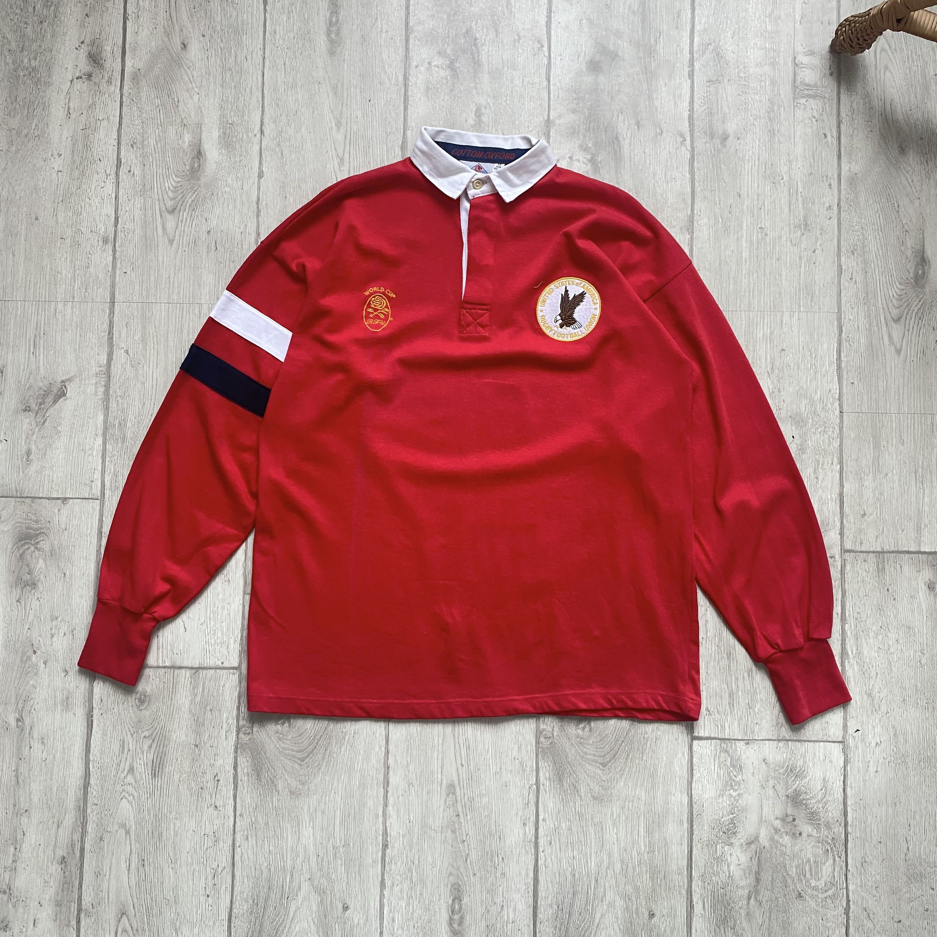 Cotton Traders 🏈USA Rugby Football Union Polo jersey - 1980s World cup Size US L / EU 52-54 / 3 - 12 Thumbnail