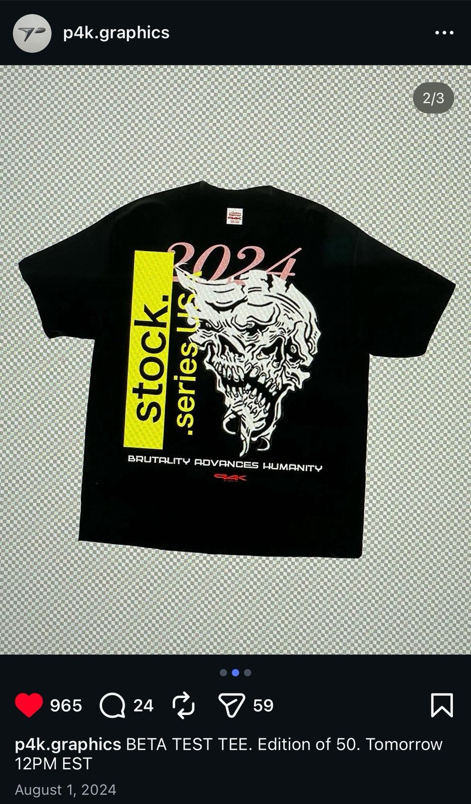 P4K p4k graphics 24 Beta Tee Size US L / EU 52-54 / 3 - 2 Thumbnail