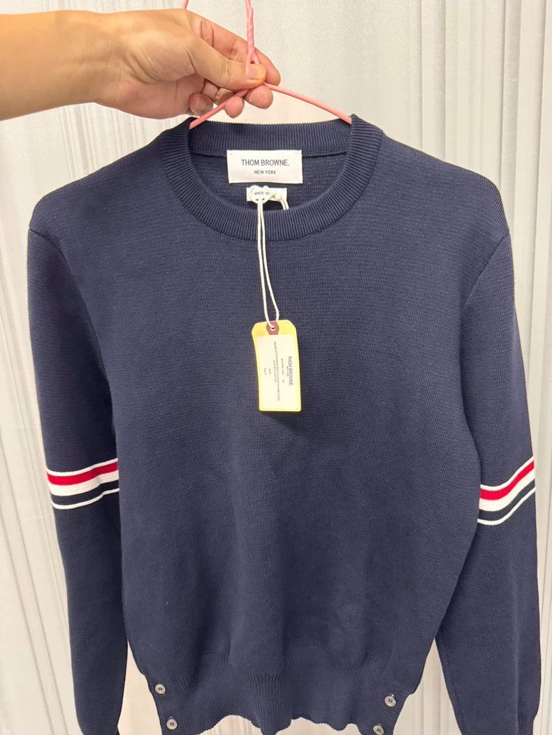 Thom Browne Thom Browne size0 Dark blue round neck pure cotton sweater Size US XS / EU 42 / 0 - 1 Thumbnail