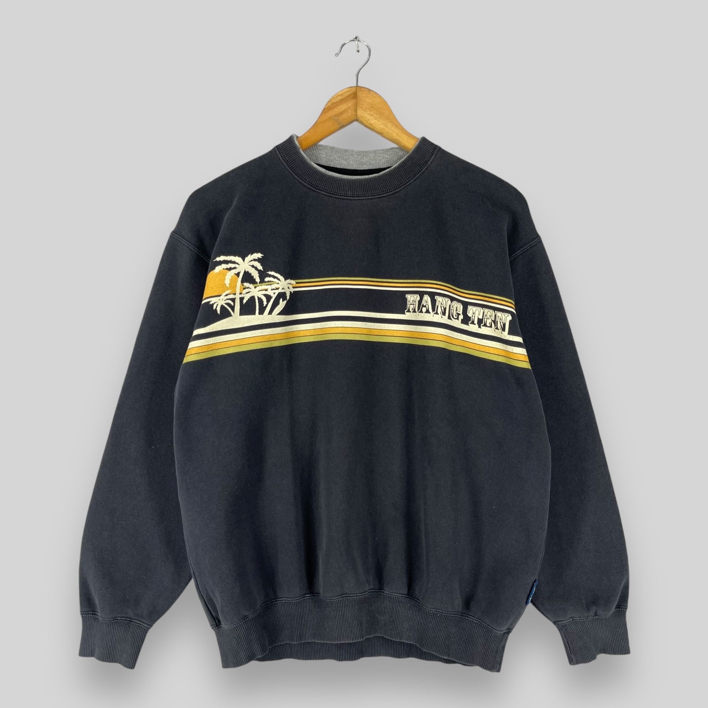 Hang Ten Vintage 90's HANG TEN Hawaiian Faded Black Sweatshirt Size US M / EU 48-50 / 2 - 1 Thumbnail