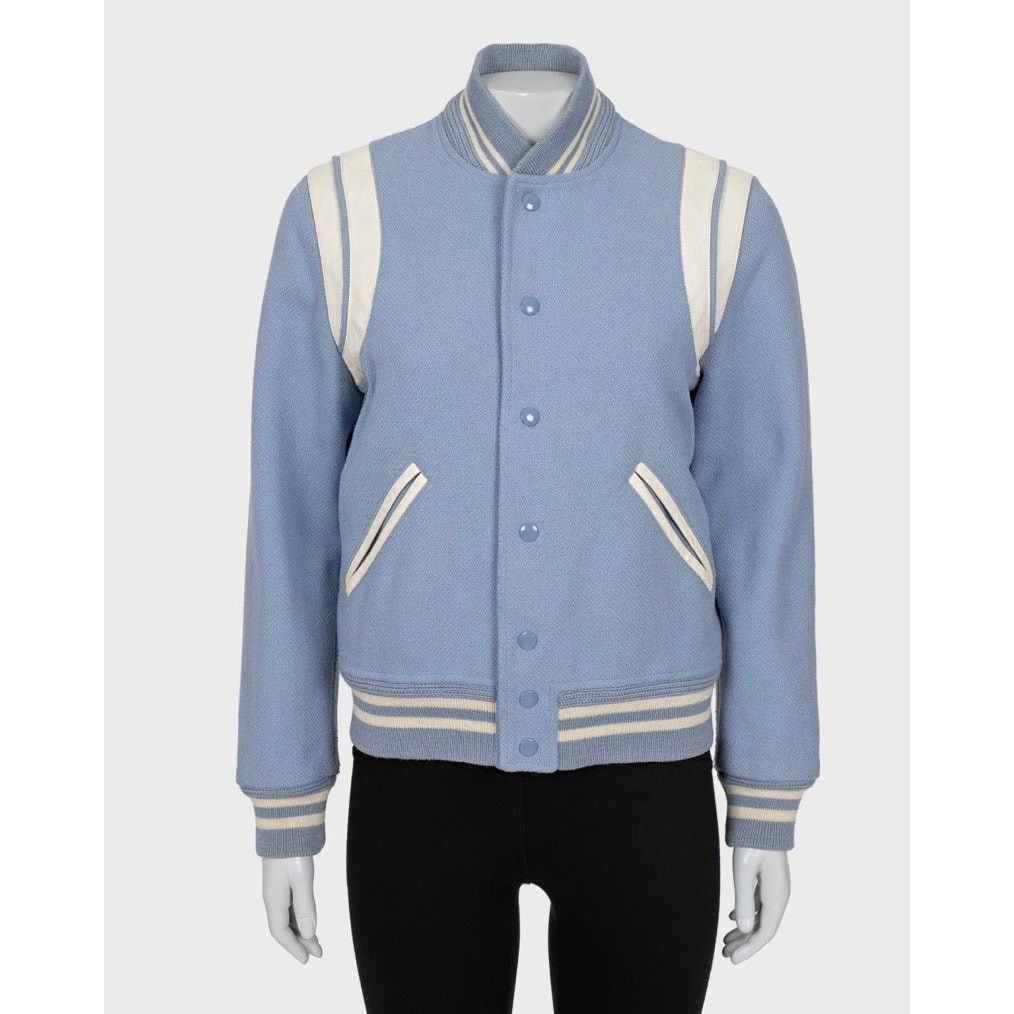 Saint Laurent Paris Saint Laurent Light Blue Wool Bomber Jacket FR40 / L Size M / US 6-8 / IT 42-44 - 1 Thumbnail