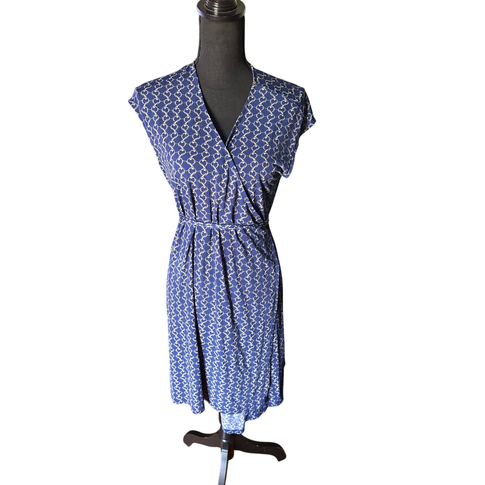 Michael Kors Michael Michael Kors Blue Print Wrap Dress Belted Size PL Size L / US 10 / IT 46 - 1 Thumbnail