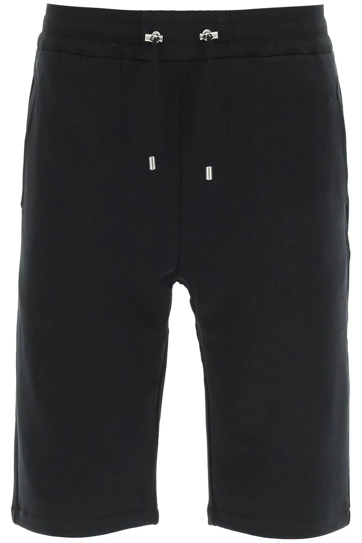 image of Balmain O1S22I1N0224 Flocked Logo Sweatshorts In Black, Men's (Size 30)