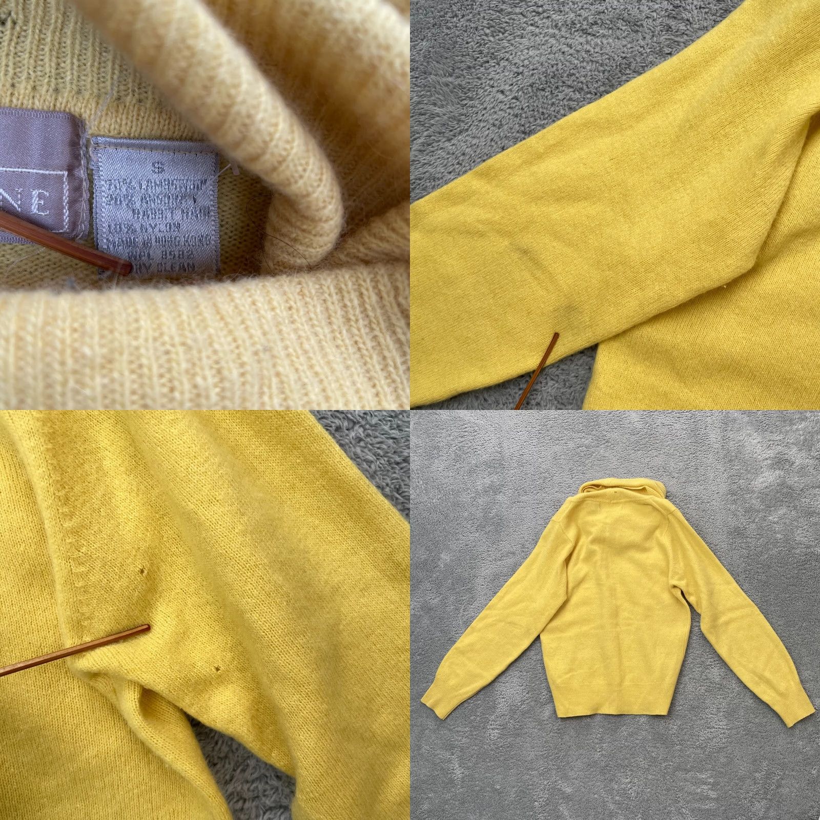 Evan Picone VINTAGE Evan Picone Sweater Womens Small Yellow Cashmere Tight Knit Turtleneck Size S / US 4 / IT 40 - 8 Thumbnail