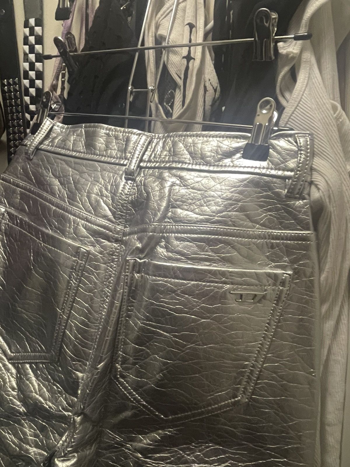 Diesel Diesel Metallic Silver Straight Leg Pants Size 25" / US 0 / IT 36 - 1 Thumbnail