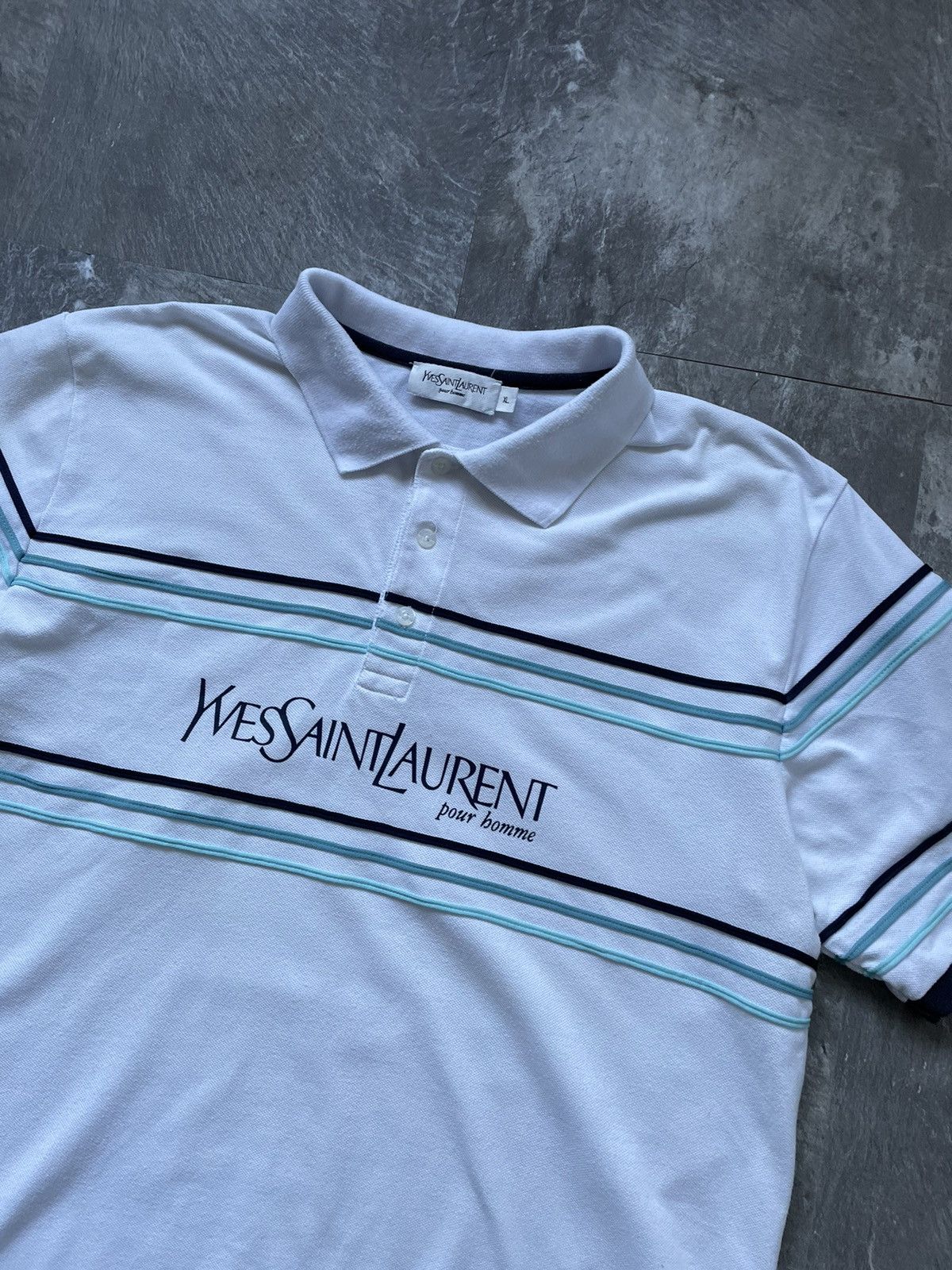 Other Vintage Yves Saint Laurent YSL Polo T Shirt Big Logo Y2K Size US XL / EU 56 / 4 - 2 Thumbnail