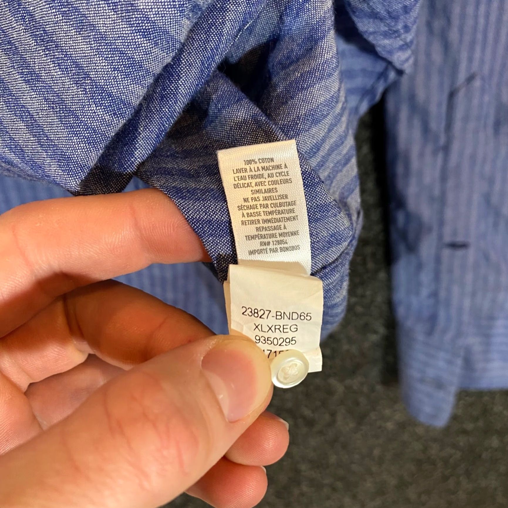 Bonobos Bonobos Shirt Mens XL Standard Fit Blue Striped Button Up Outdoors L/S Casual Button-Up Size US XL / EU 56 / 4 - 6 Thumbnail