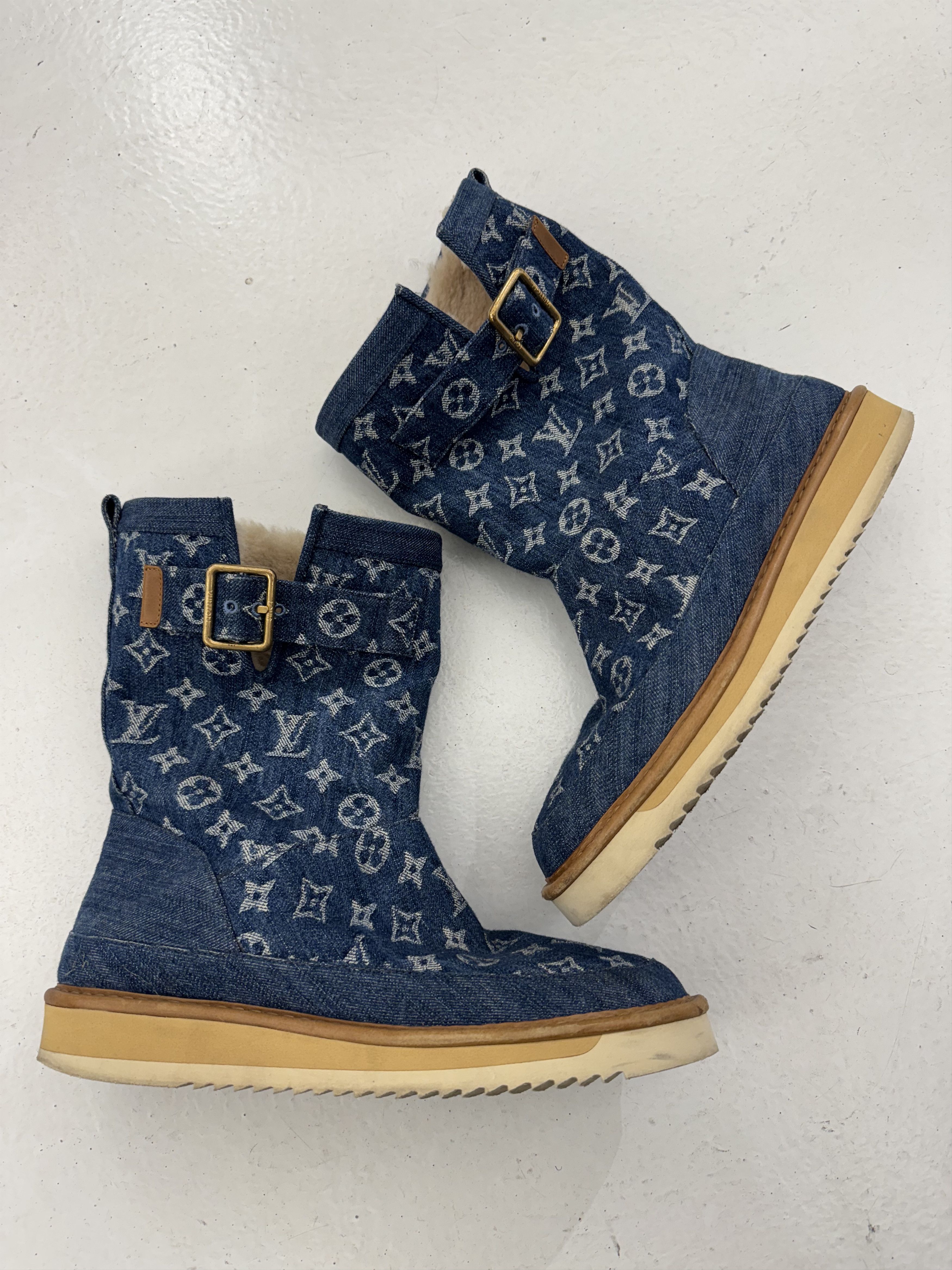 Luis Vuitton-BLUE LV COSY BOOT SHEARLING LOUIS VUITTON × NIGO 2020AW Cozy Line Monogram Denim  main image 3