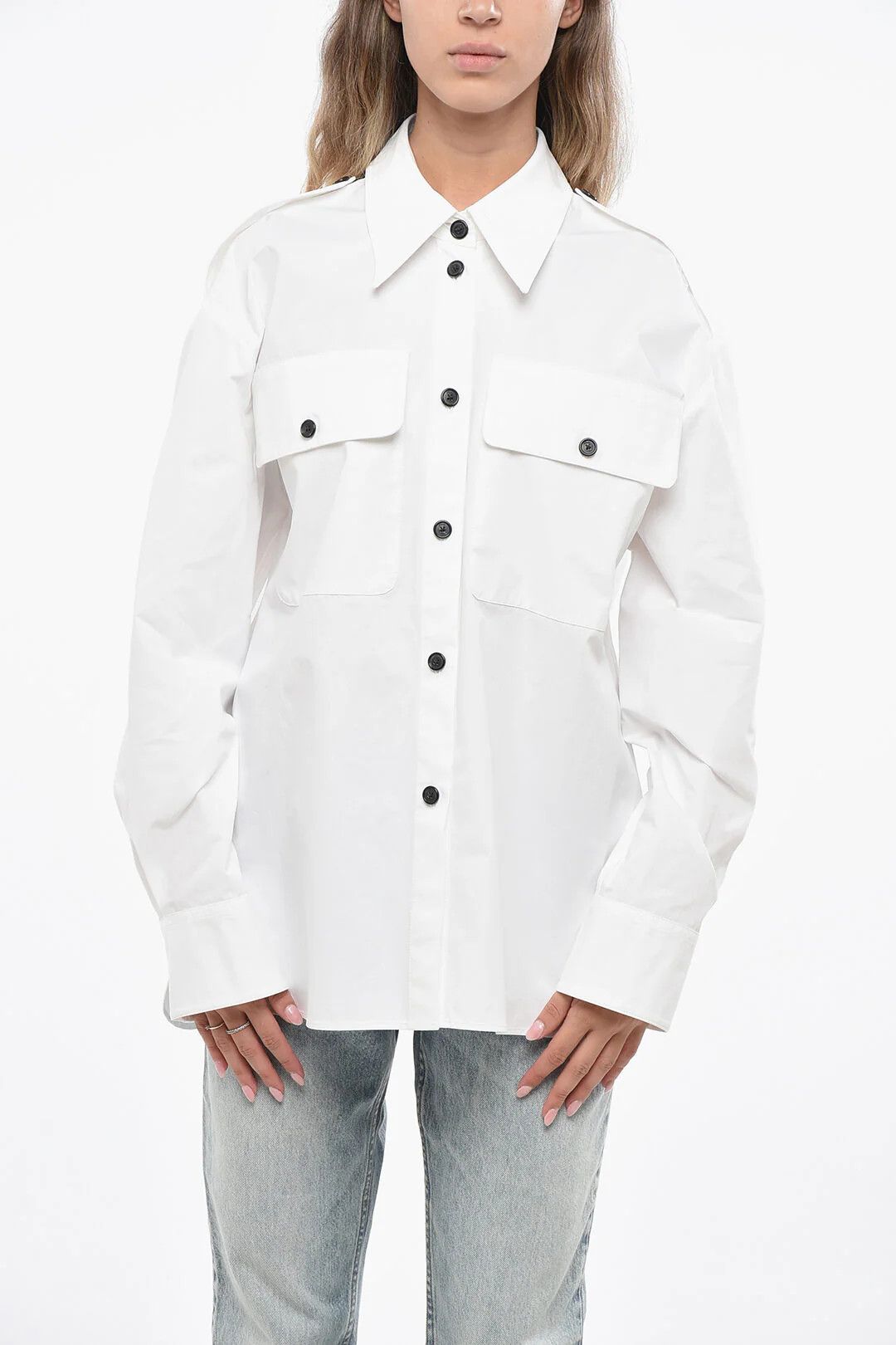 KHAITE og1mm0426 Cotton Shirt in White Size XS / US 0-2 / IT 36-38 - 1 Thumbnail