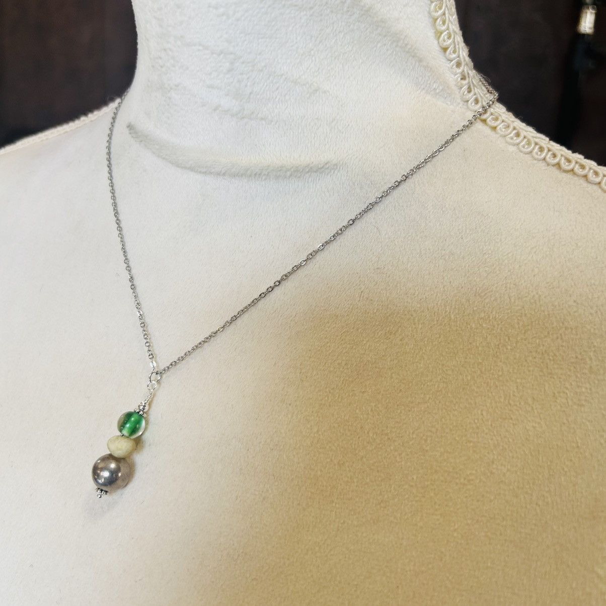 Handmade Handcrafted vintage bead drop pendant on chain necklace Size ONE SIZE - 4 Thumbnail