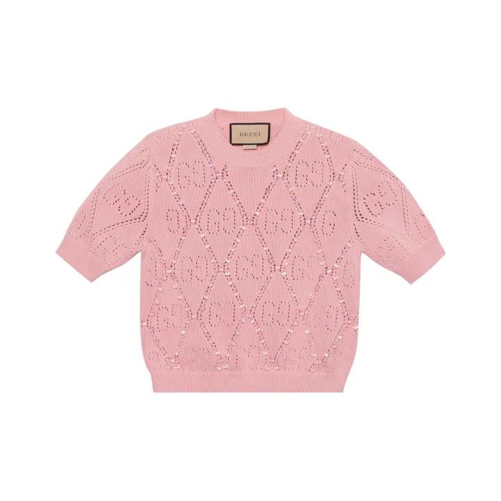 Gucci Pink Short Sleeve Knitted Top