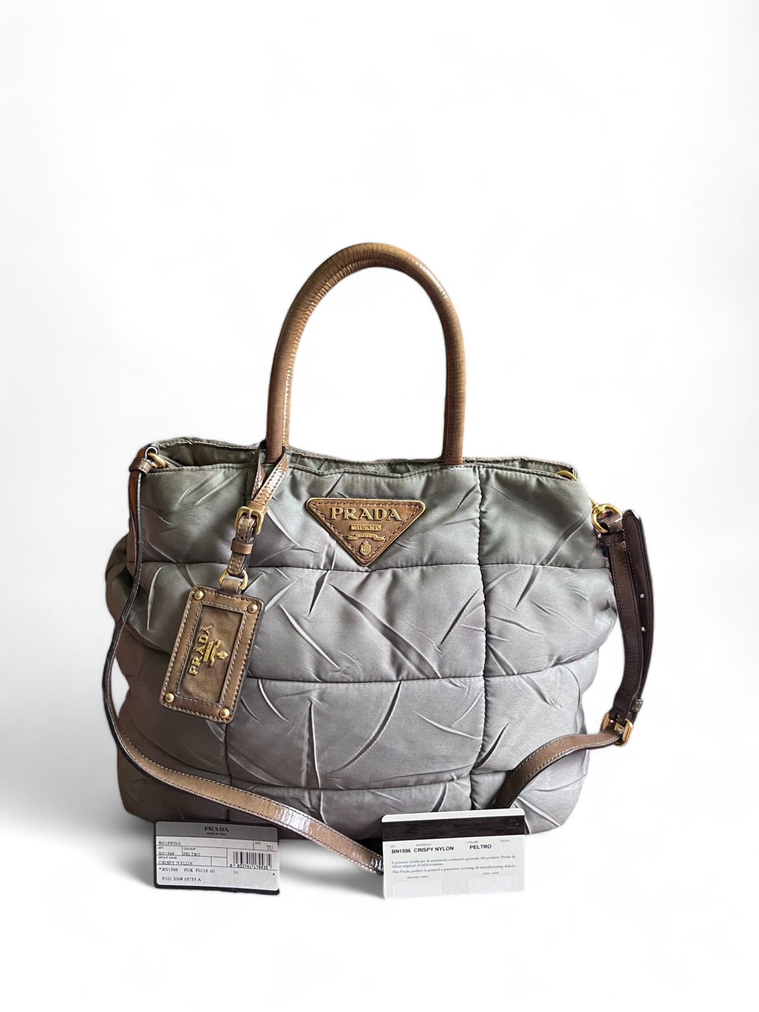 Prada Prada - Tessuto Crispy Nylon Peltro Handbag Shoulder Bag Size ONE SIZE - 14 Thumbnail