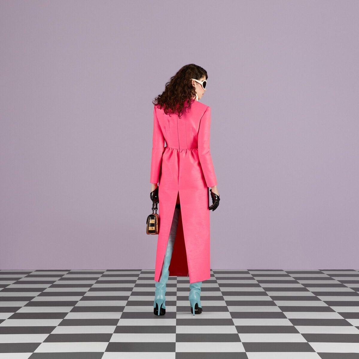 Gucci o1s1wg111025 Silk Blend Midi Dress With Collar in Pink Size S / US 4 / IT 40 - 3 Thumbnail