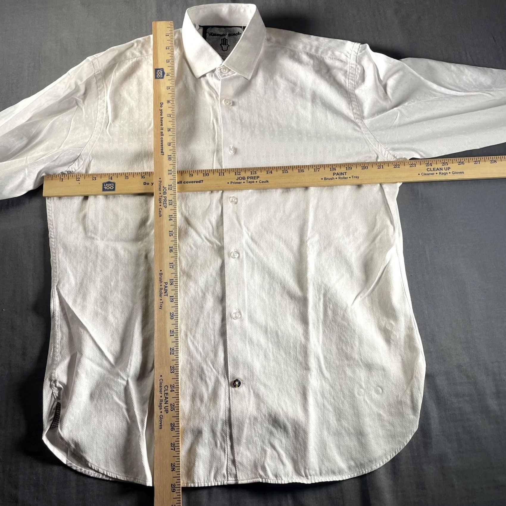 Vintage VINCENT BLACK Dress Shirt Mens M White Herringbone Dot Contrast Long Sleeve Size 40R - 7 Thumbnail