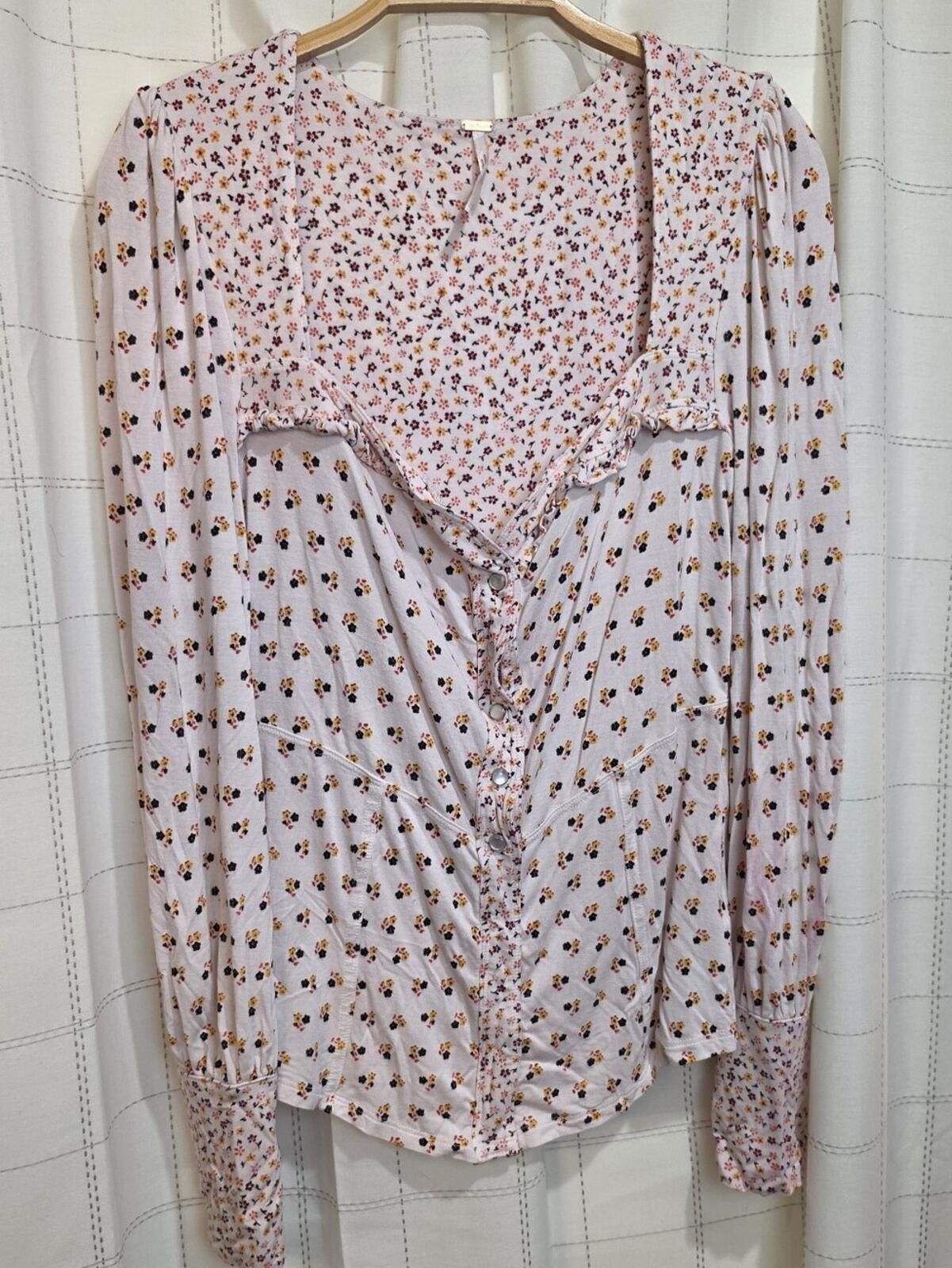 Free People Free People Floral Button Down Size L / US 10 / IT 46 - 2 Thumbnail
