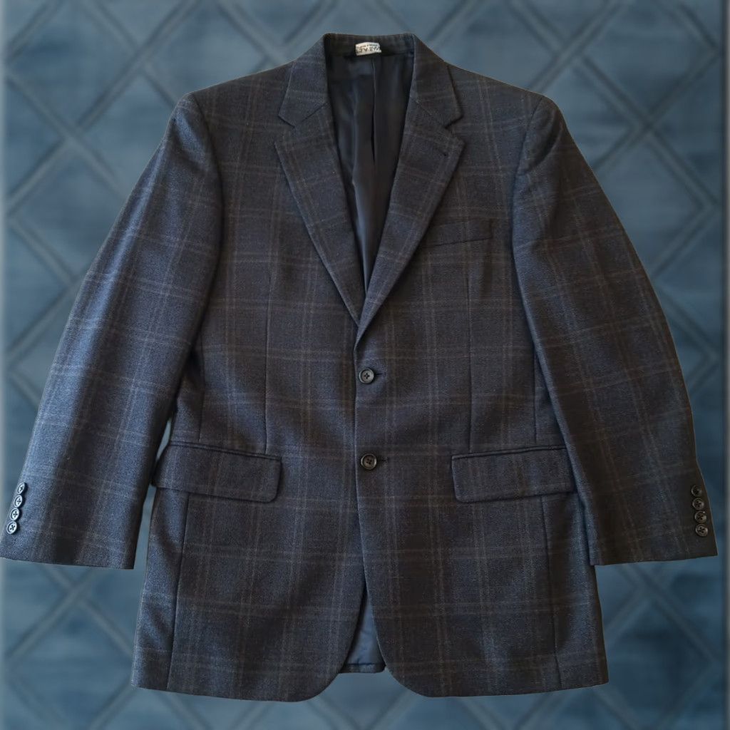 Jos. A. Bank Jos. A. Bank Blazer Mens 38 Blue Plaid Wool Two-Button Single Vent Notch Lapel 2 Piece Formal Business Jacket Coat Size 38R - 1 Thumbnail