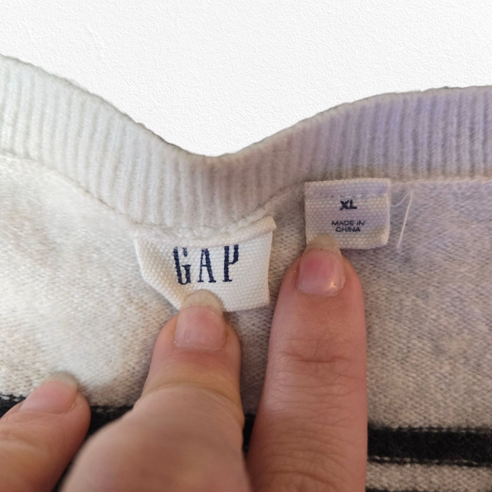 Gap GAP White Navy Striped Wool Blend Sweater Size XL Size XL / US 12-14 / IT 48-50 - 3 Thumbnail