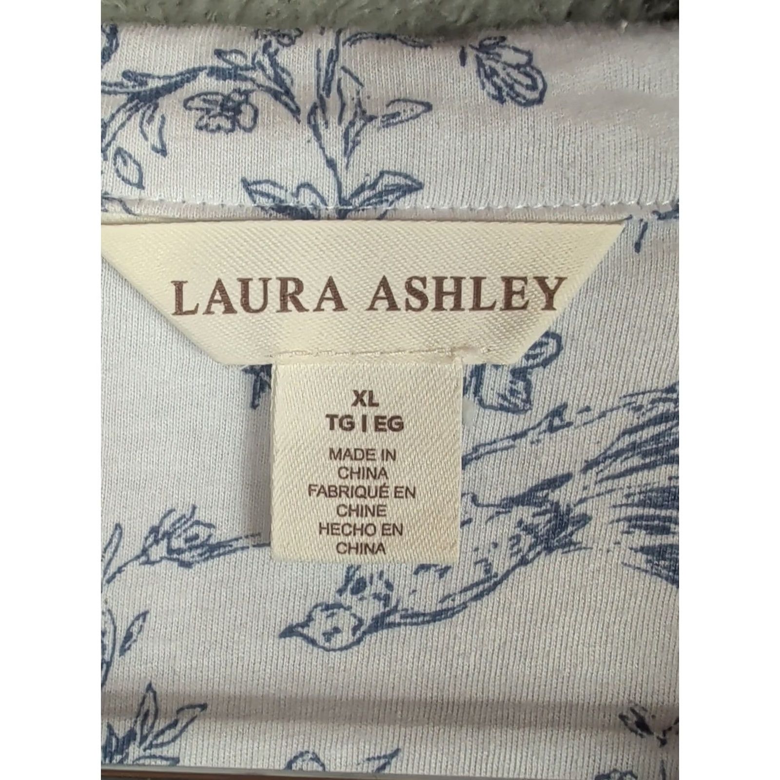 Laura Ashley Laura Ashley Women XL Blue Toile Floral Pajama Set Size ONE SIZE - 3 Thumbnail