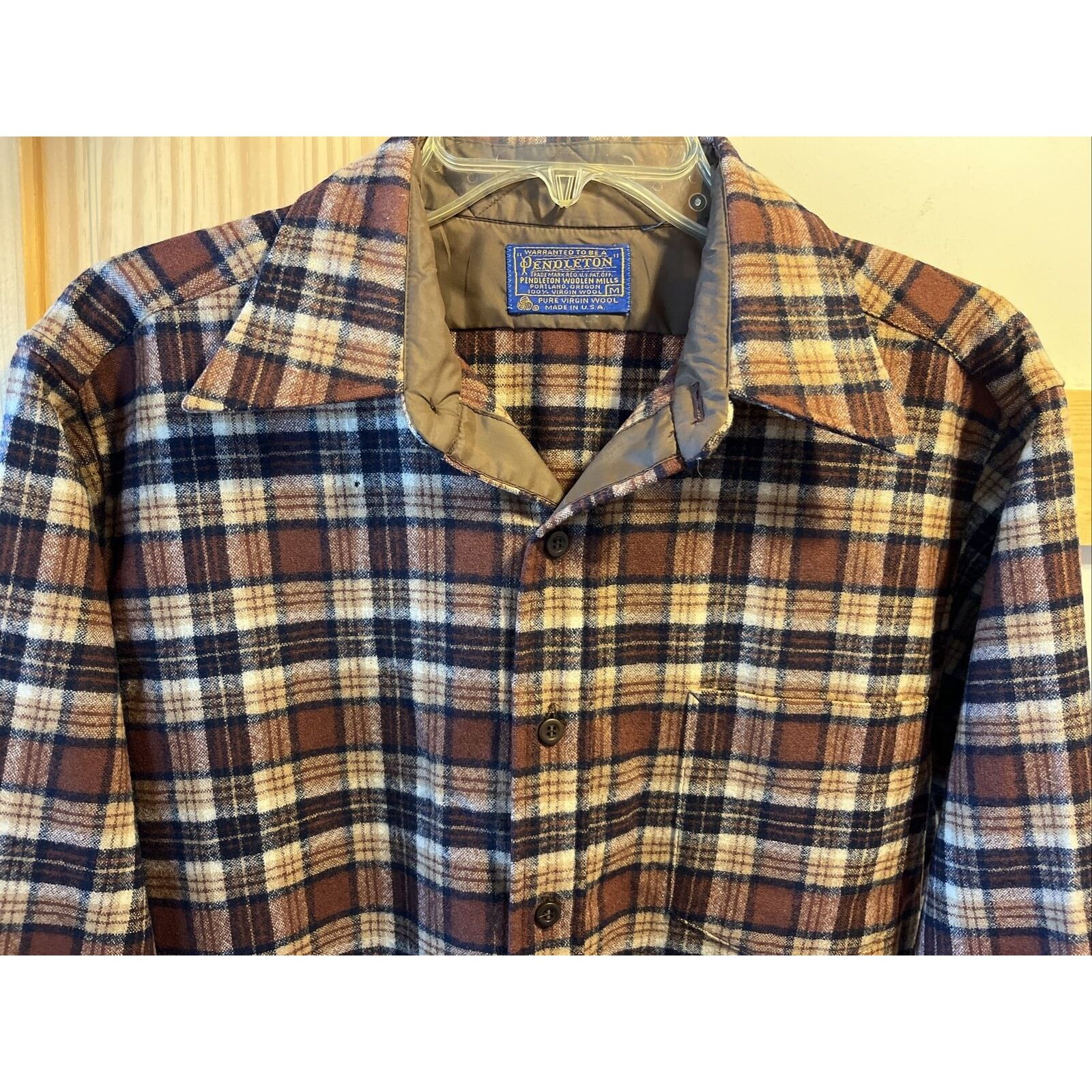 Pendleton Pendleton Mens M Brown Plaid LS Button Up Wool flannel Shirt Size US M / EU 48-50 / 2 - 6 Thumbnail