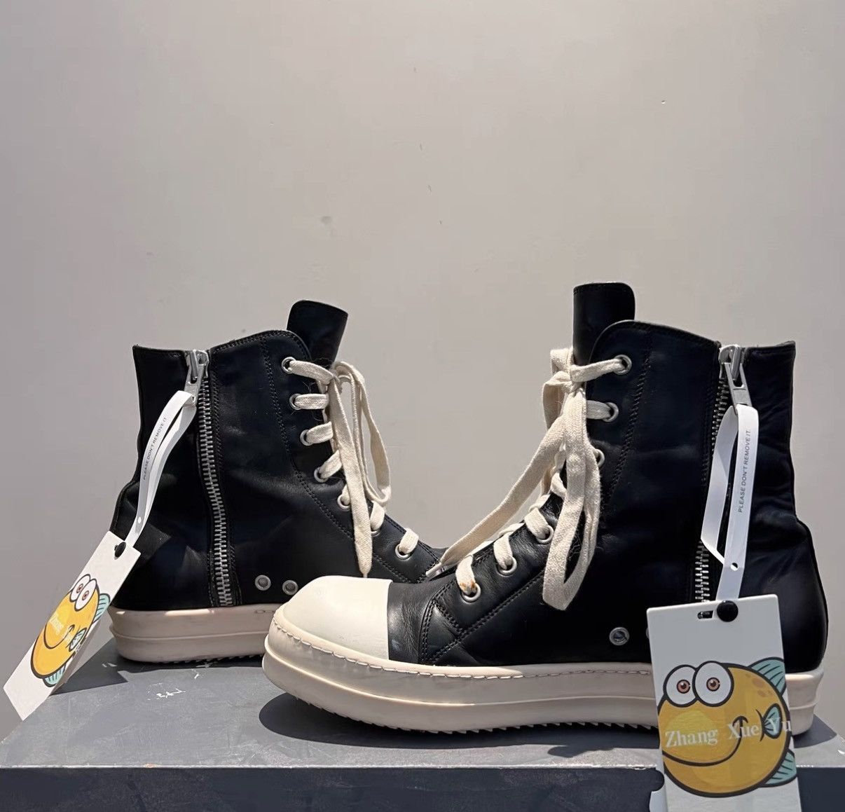 Rick Owens Rick Owens Leather High-Top Converse-Inspired Sneakers Size US 7.5 / EU 40-41 - 5 Thumbnail