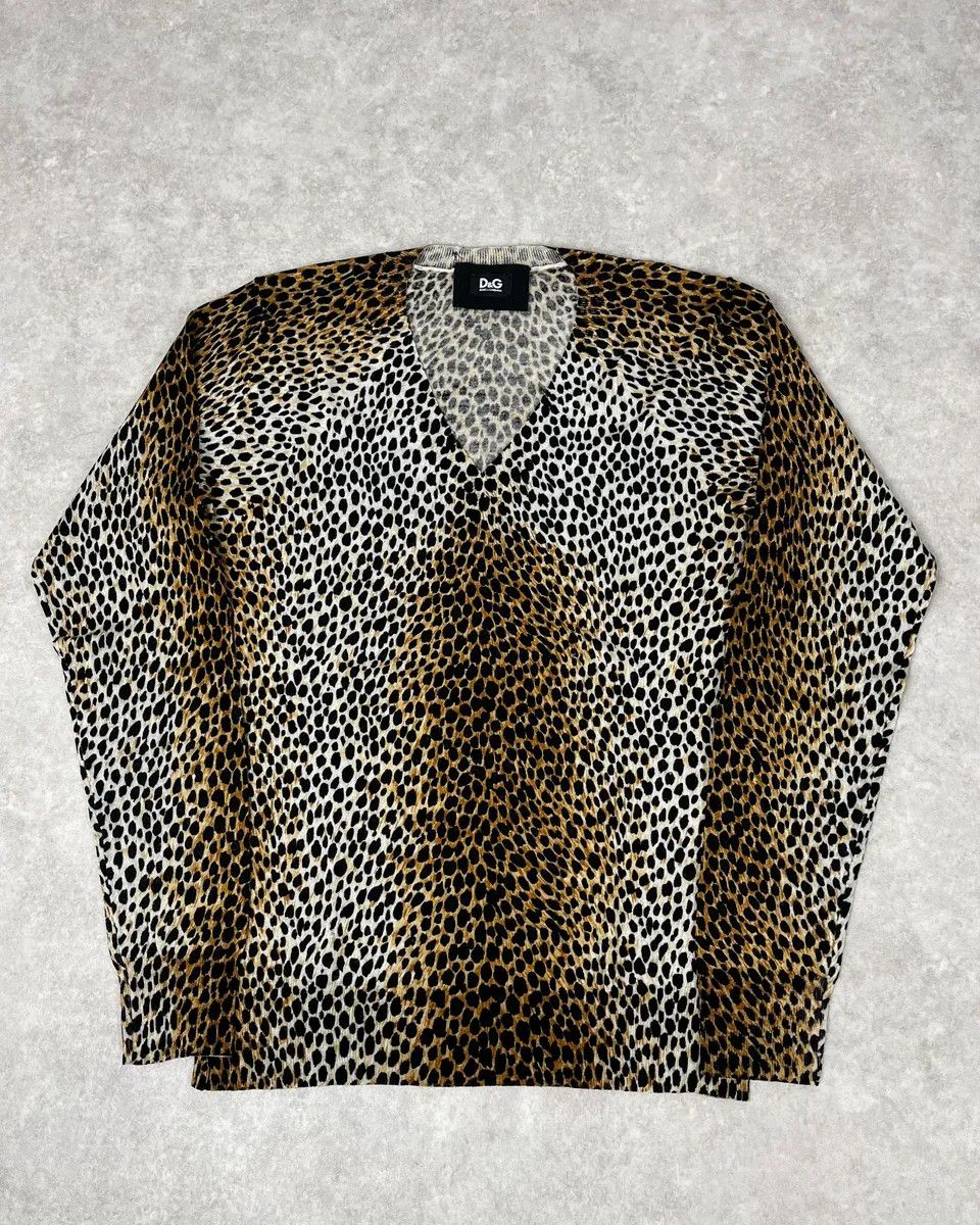 Dolce & Gabbana AW1996 Dolce & Gabbana V Neck Leopard Print Sweater Size US XS / EU 42 / 0 - 1 Thumbnail