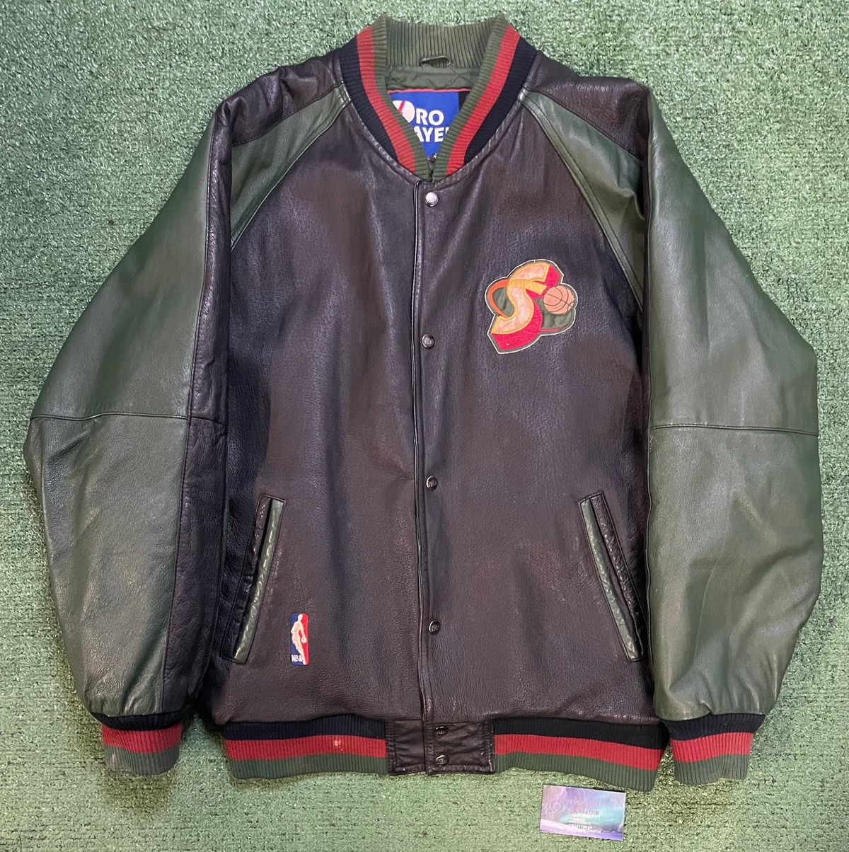 Pro Player Vintage 1990s Seattle Sonics pro player leather jacket Size US L / EU 52-54 / 3 - 1 Thumbnail
