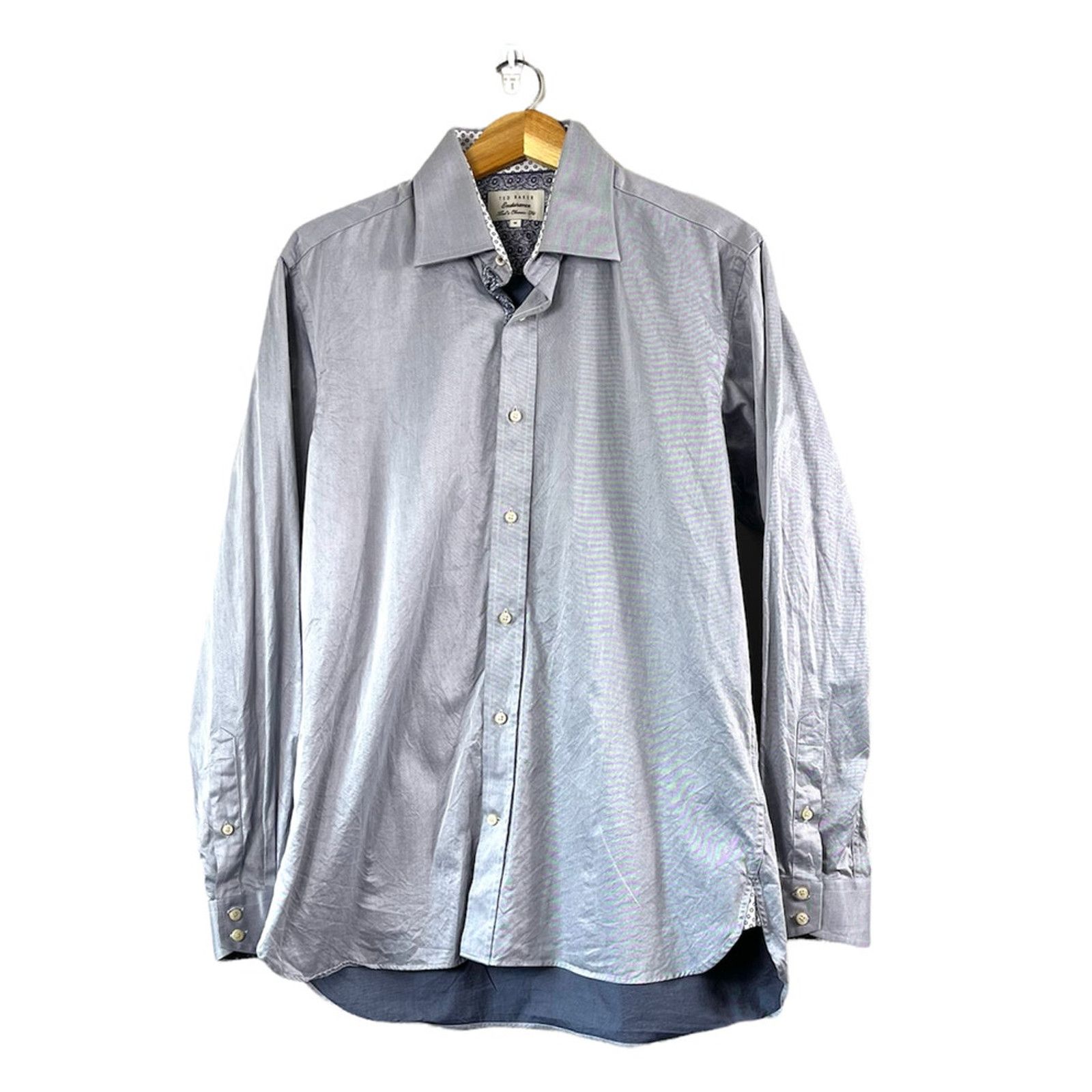 Ted Baker Men's Blue Ted Baker Button Front Dress Shirt 16 Size US M / EU 48-50 / 2 - 1 Thumbnail