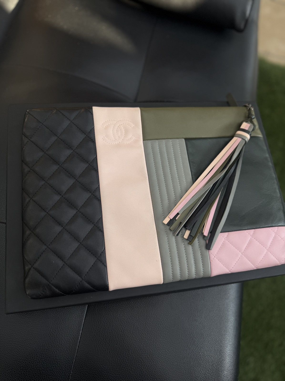 Chanel Chanel Olive & Multicolor Lambskin Patchwork O-Case Size ONE SIZE - 7 Thumbnail