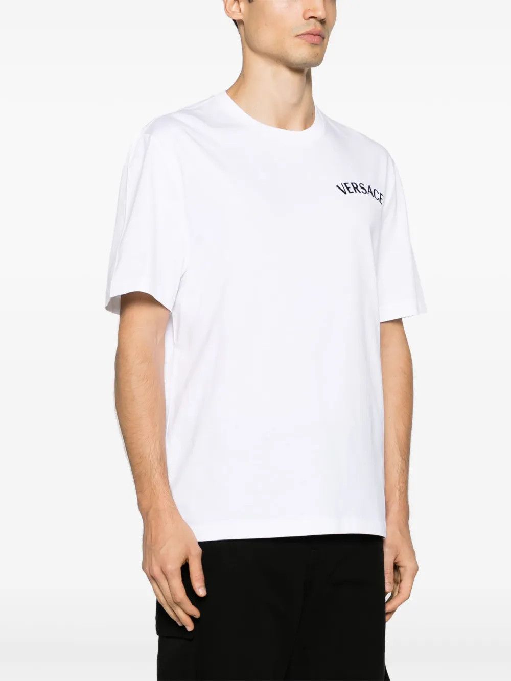 Versace o1y0525 Logo Crewneck T-Shirt in White Size US M / EU 48-50 / 2 - 2 Thumbnail