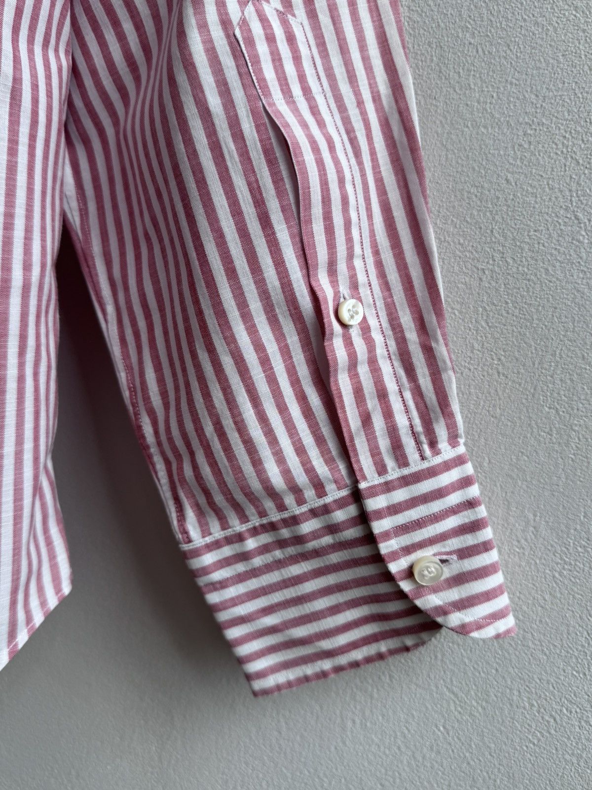 Loro Piana Loro Piana Striped Cotton Button Up Shirt Long Sleeve Pink Size US XXL / EU 58 / 5 - 13 Thumbnail