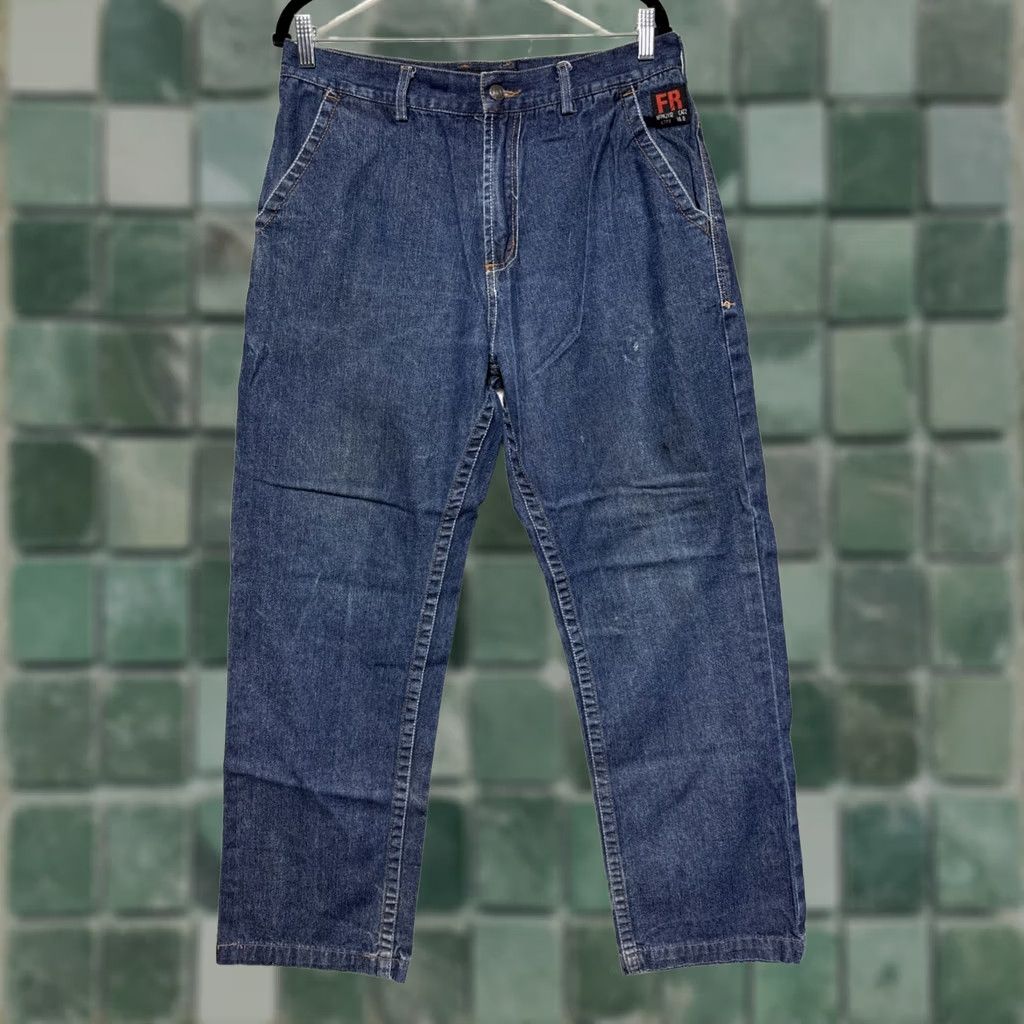 Vintage Ticomela Bocomal FR Flame-Resistant Jeans Men 34x30 Denim Blue Cotton Regular 30 Inseam Logo Straight Belt Zip Mens Size US 34 / EU 50 - 1 Thumbnail