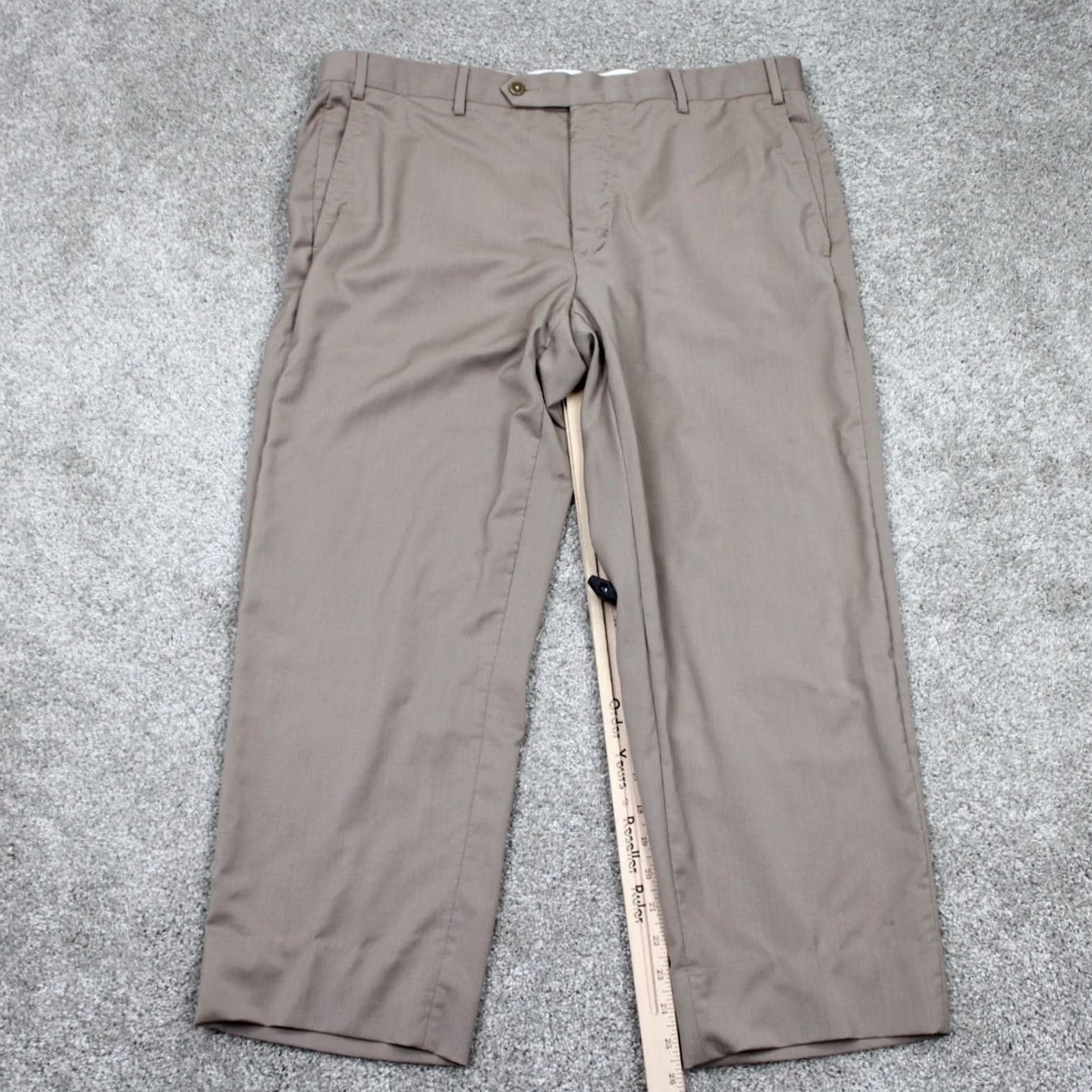 Zanella Zanella Dress Pants Mens 36 Beige 100% Wool Flat Front Inseam 26" Regular Rise Business Casual Formal Workwear Mens Beige Wool Flat Front Pants Size US 36 / EU 52 - 3 Thumbnail