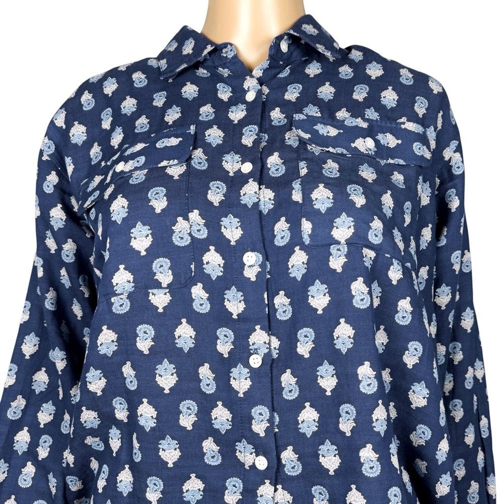 Lucky Brand NWT New $80 Lucky Brand Blue Floral Cotton Viscose Shirt Si Size XS / US 0-2 / IT 36-38 - 2 Thumbnail
