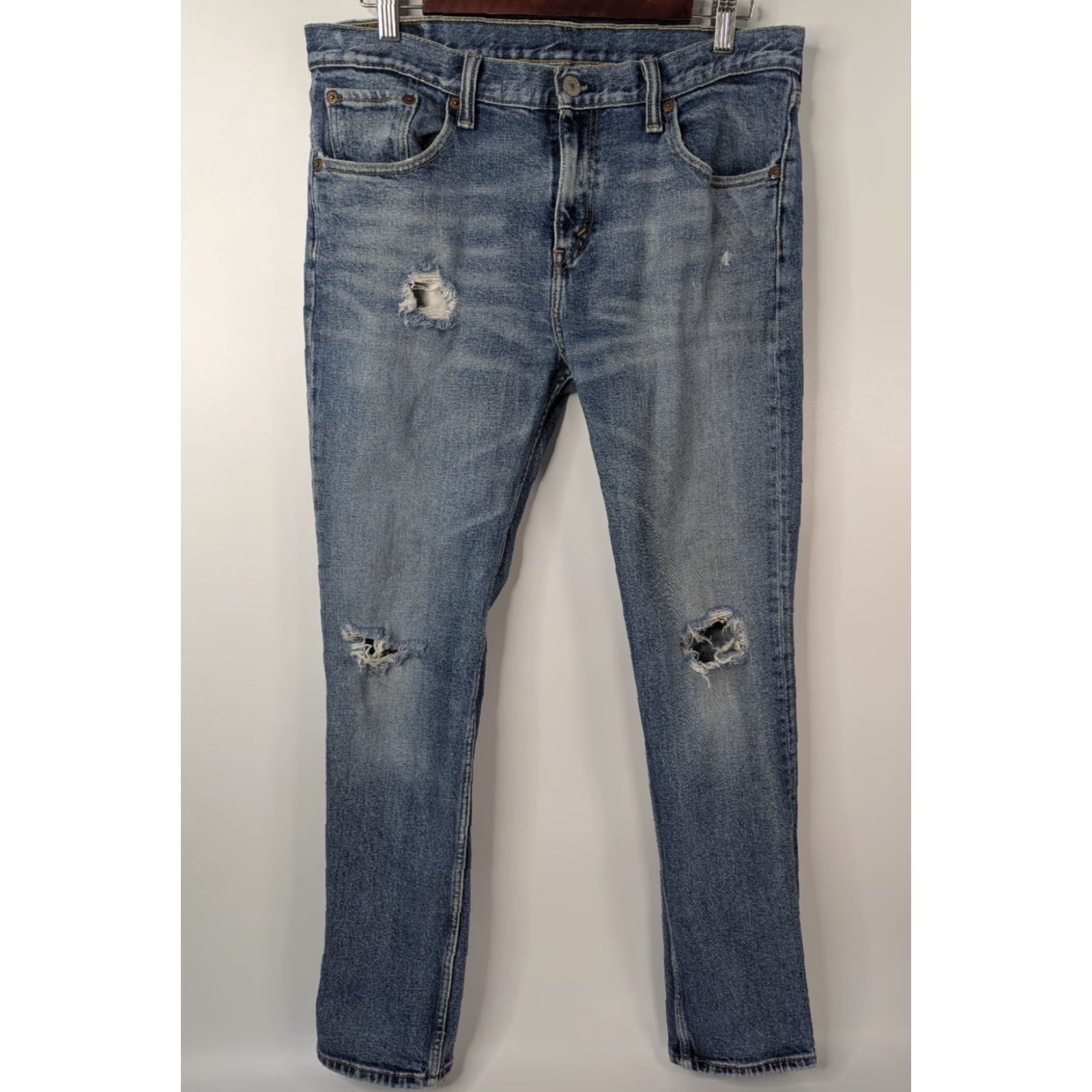 Levi's Levi's 511 Jeans Men's 32x30 Blue Distressed Slim Fit Straight Leg Denim Pants Size US 32 / EU 48 - 2 Thumbnail