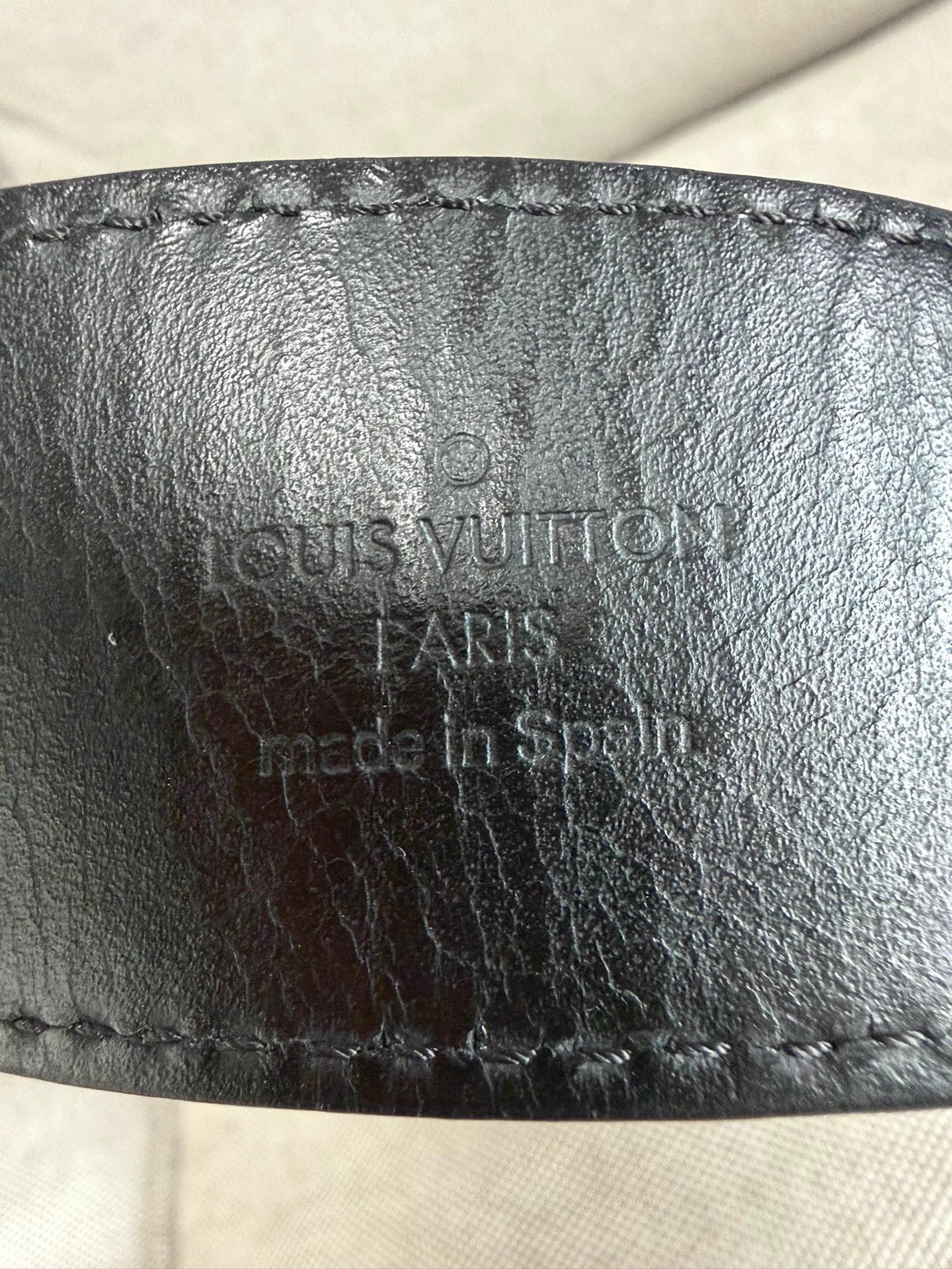 Louis Vuitton LV Mens Damier Black Belt 105 Extra Hole Minor Buckle Faded Size 30 - 5 Thumbnail