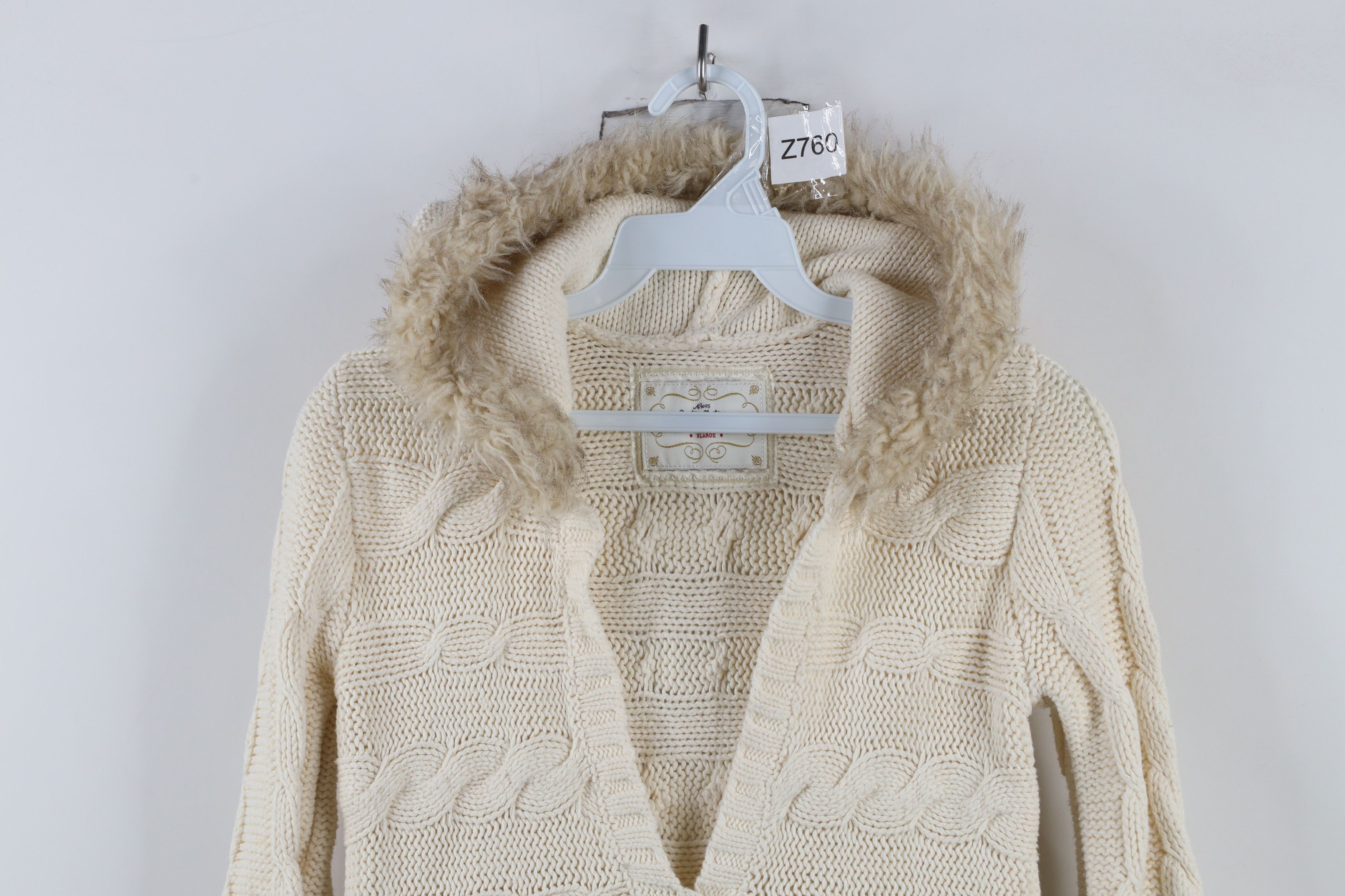 Old Navy × Vintage Vintage Y2K Babyoll Toggle Button Cable Knit Hoodie Sweater Size XL / US 12-14 / IT 48-50 - 2 Thumbnail