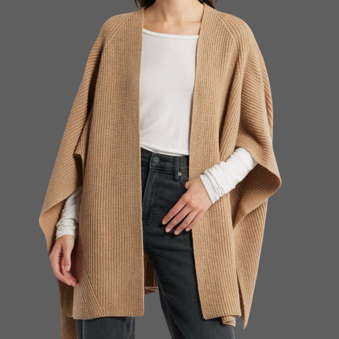 Allsaints AllSaints Travelling Rib Ruana Beige One Size NWT Size ONE SIZE - 2 Thumbnail