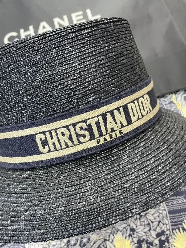 Dior Dior Size58 Blue letter embroidered straw-knitted fisherman Size ONE SIZE - 2 Thumbnail