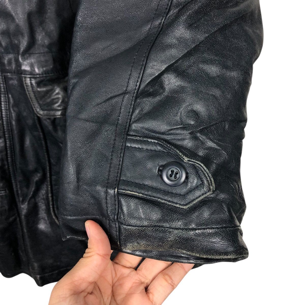 Japanese Brand × Vintage 📌Vintage Leather Jacket Dulwije Blanket Issey Miyake Pockets Size US L / EU 52-54 / 3 - 16 Thumbnail