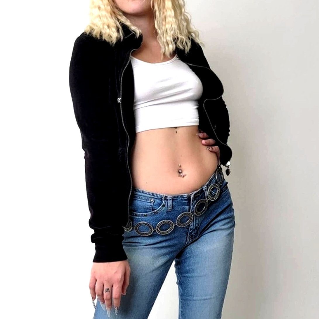 Vintage Vintage Y2k Twisted Heart Velour Zip Up Hoodie Jacket Size S / US 4 / IT 40 - 2 Thumbnail
